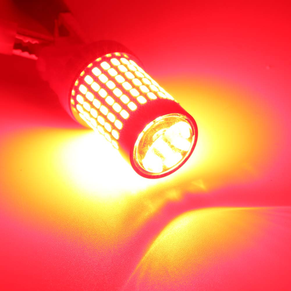 Syneticusa 7440 7443 Red LED Strobe Brake Lights Bulbs Super Bright W21W T20 Wedge High Power 3014 SMD 12V Flashing Strobe Stop