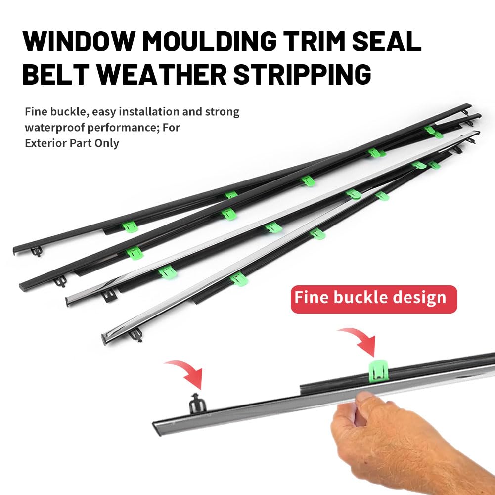 Newsmarts 4Pcs Window Molding Trim For Honda Cr-V/Crv 2007-2011,Chrome Outer Door Weatherstrip Window Seal Belt,Replace#72410-Swa-A01 72450-Swa-A01 72910-Swa-A01 72950-Swa-A01