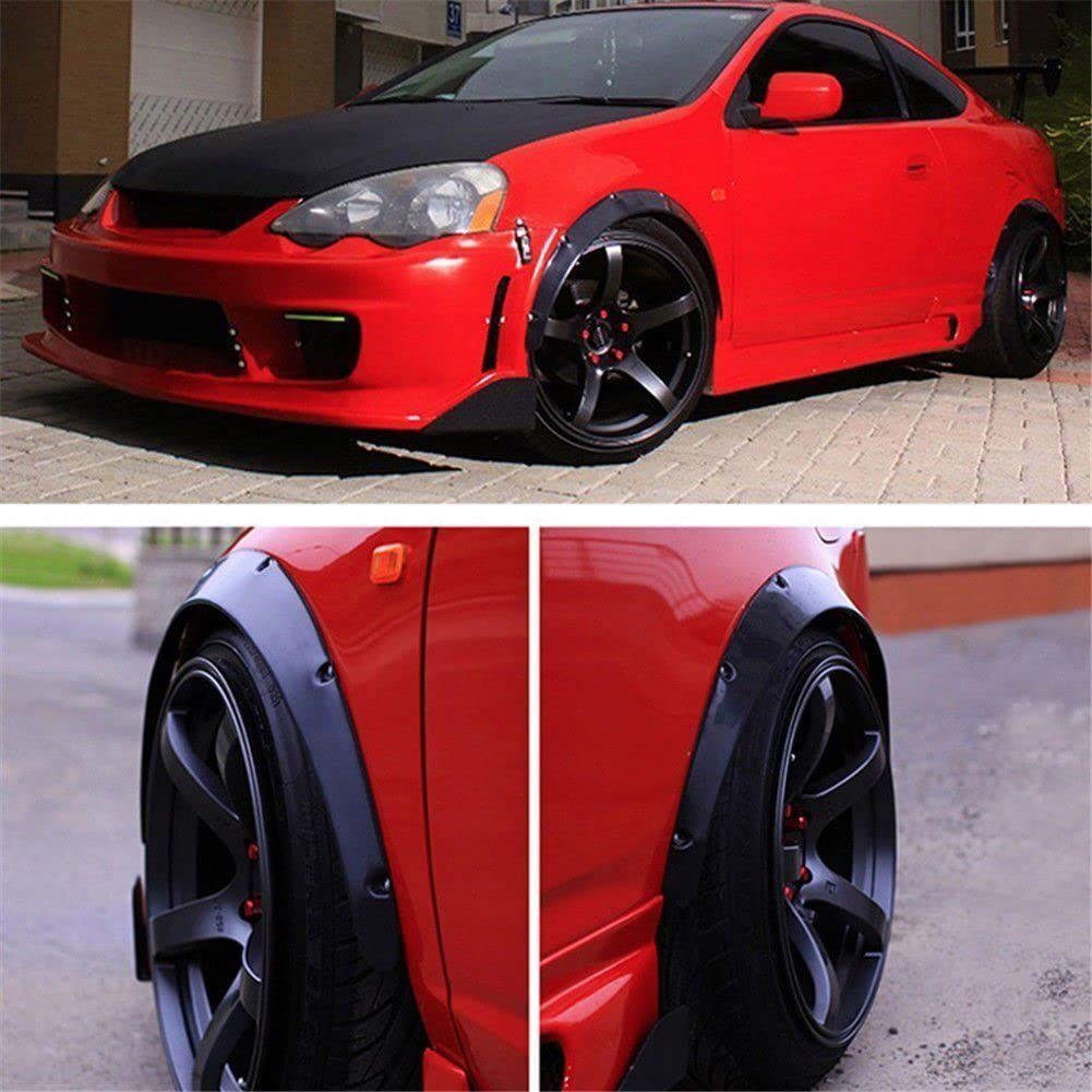 Blackhorse-Racing 4Pcs 780Mm+840Mm Universal Fender Flares Flexible Wide Body Car Kit Wheel Arches 2.25''/2.5'', Pack Of 4