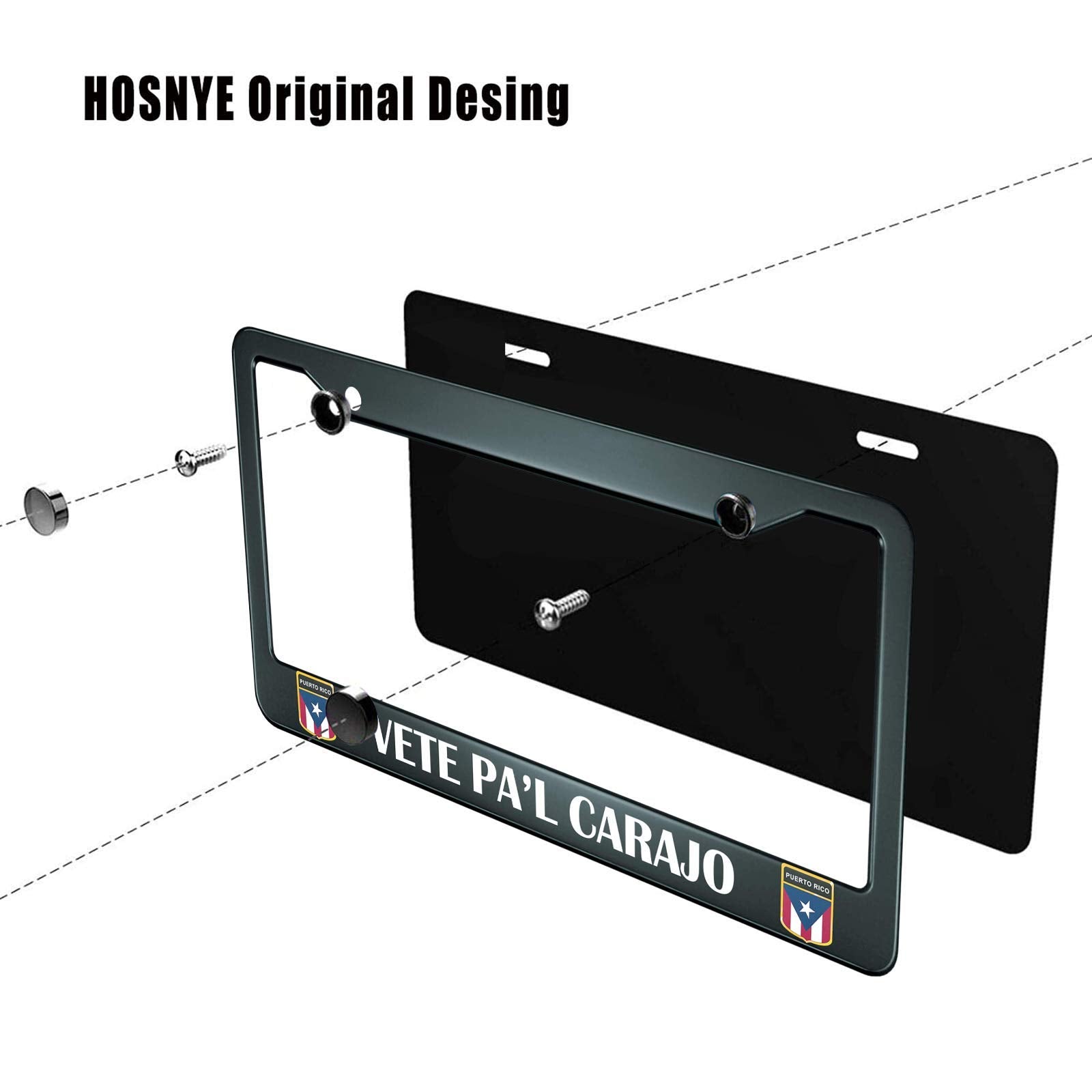 Hosnye Vete Pa'L Carajo License Plate Frame Puerto Rico Rican Bl Steel Metal License Plate Cover Front Plates Frames Car Tag Fra