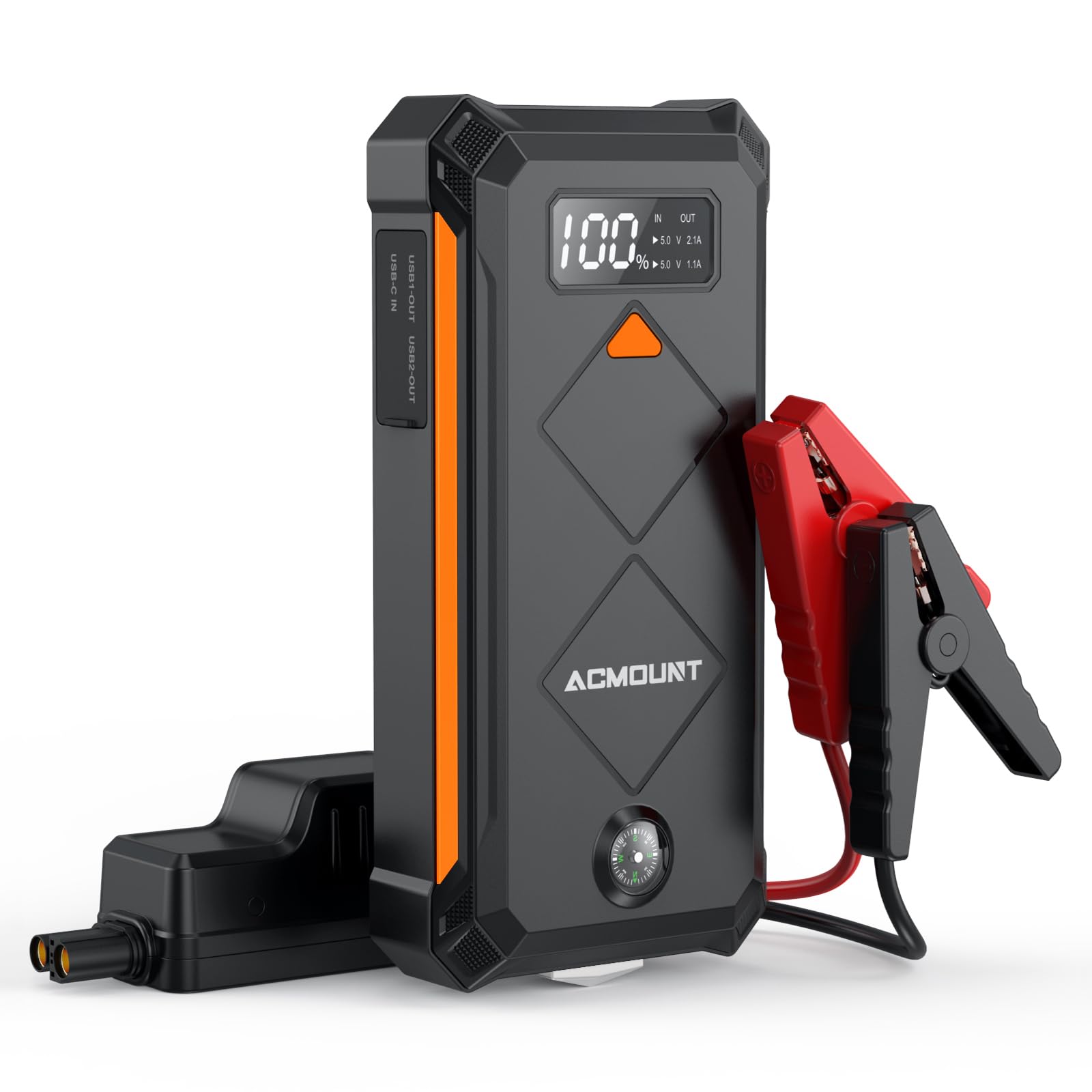Acmount P110 Car Jump Starter, 5000A Peak Lithium Jump Starter Battery Pack for Up to 10.0L Gas or 8.0L Diesel Engine, Safe 12V 