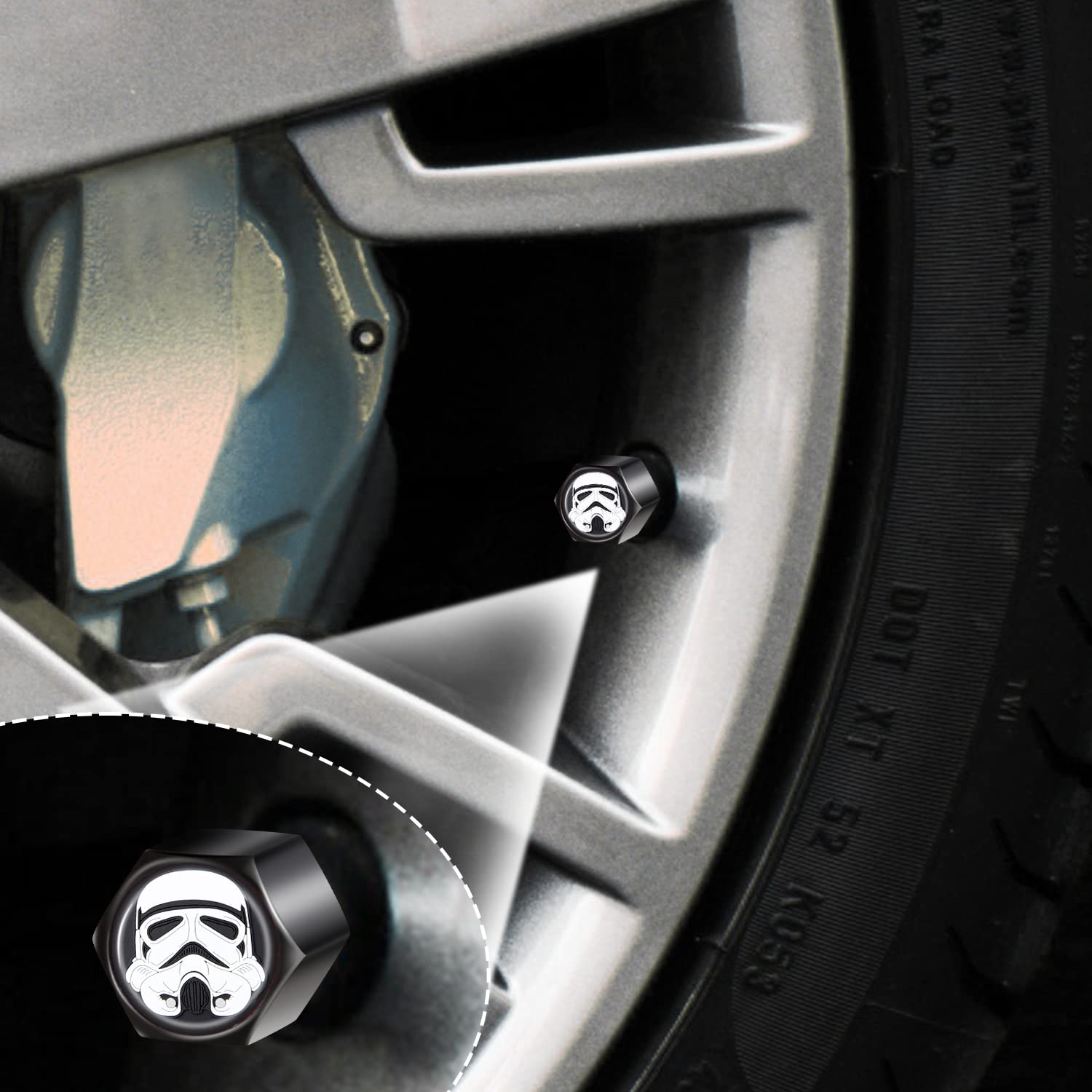 Akkya Tire Valve Stem Caps Cover For Car Bike Bicycle Motorcycles Tractors Mountain Bikes Trucks Cow Pattern Metal Chrome Tire A