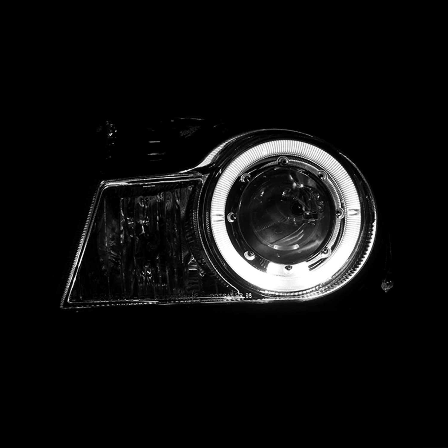 SPEC-D Tuning Projector Headlights with Halo Ring for 1998-2000 Ford Ranger, Smoke Lens, Left + Right Pair, Model LHP-RAN98G-RS