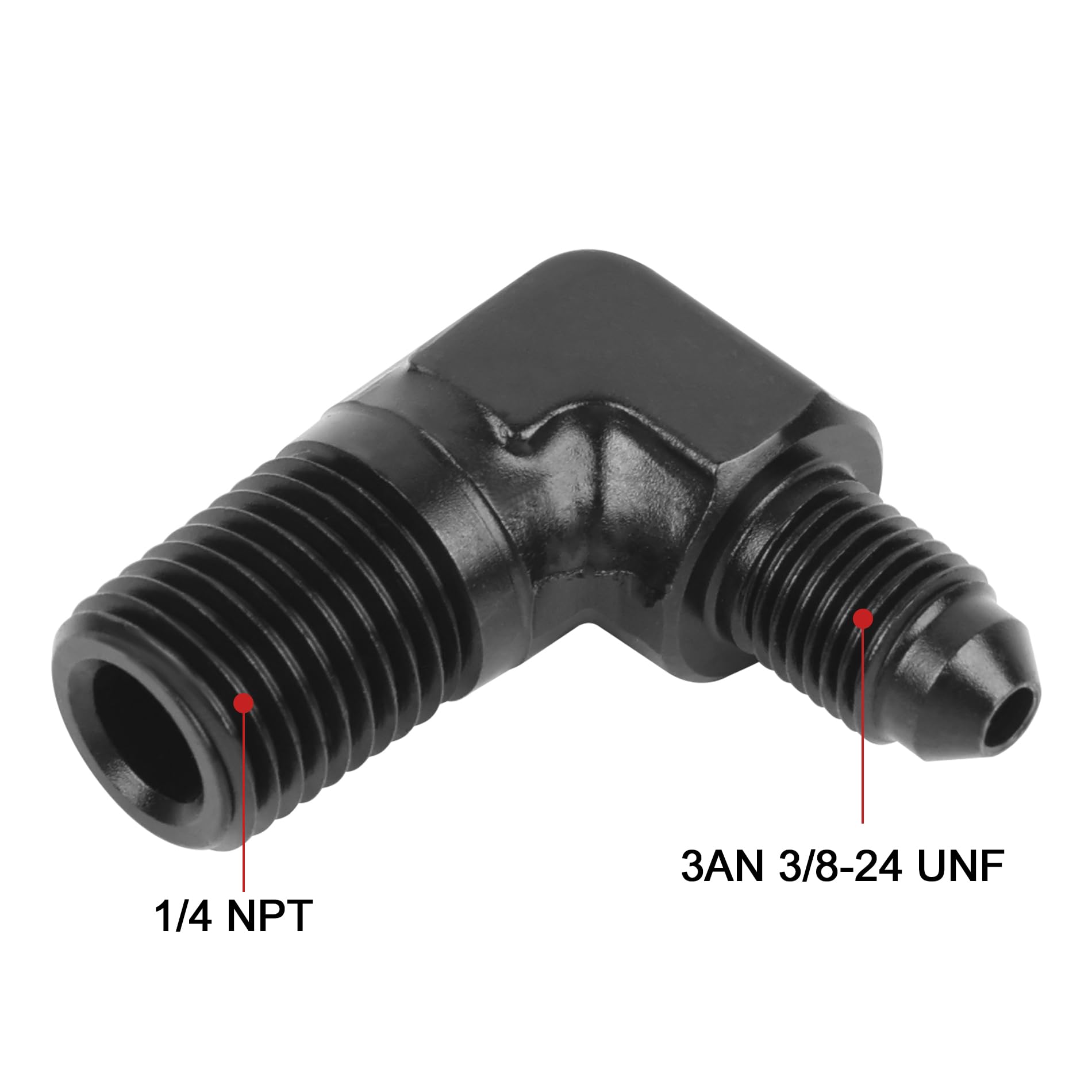 Evil Energy 3An Male Flare To 1/4'' Npt Pipe 90 Degree Fitting Adapter Aluminum Black
