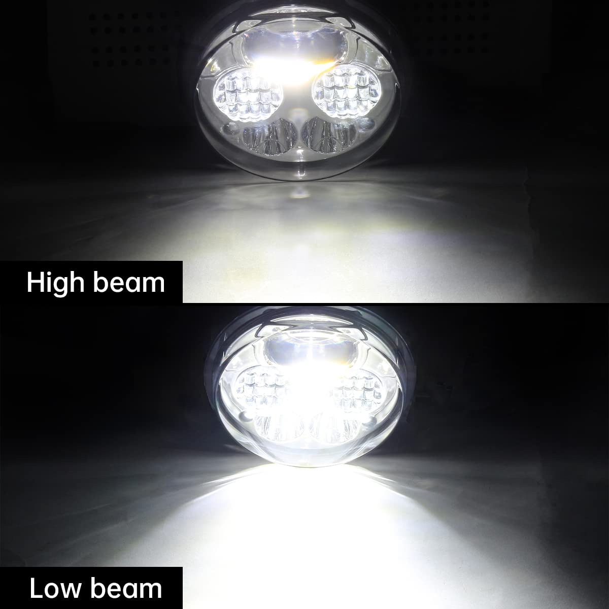 CPOWACE LED Headlight Assembly for Kawasaki Teryx/Teryx4/Brute Force, Chrome, 12V, 4.5 Inch High/Low Beam, Pair