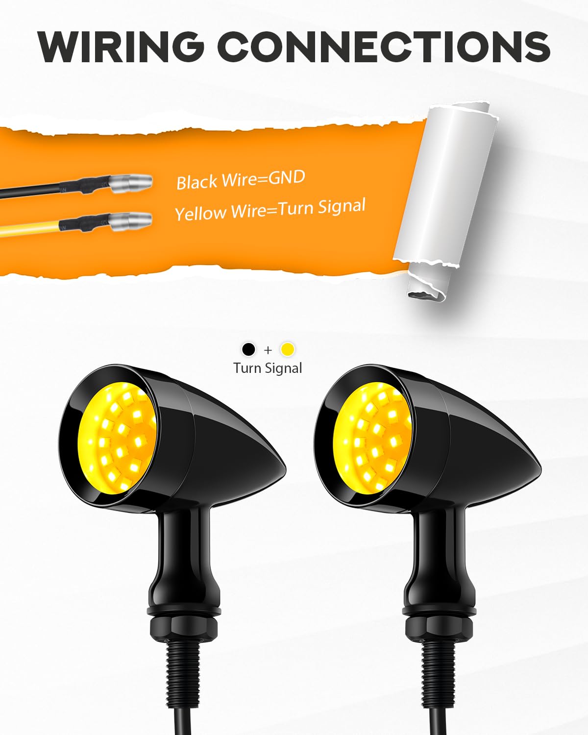 PBYMT 2PCS Motorcycle Bullet 24 LEDs Front Turn Signal Lights Amber SMD Blinkers w/ 10mm Mount Hole Compatible for Honda Yamaha