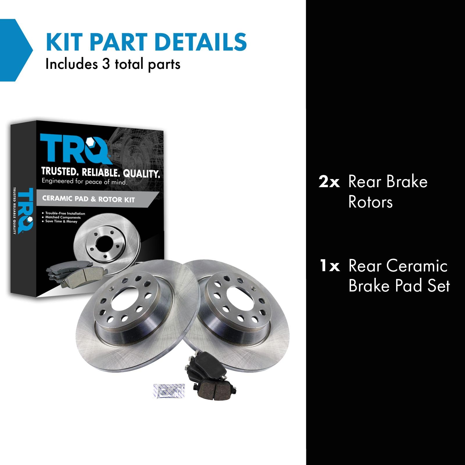 Trq Rear Brake Pad & Rotor Kit Brake Pads Brake Rotor Ceramic Compatible With 2016-2018 Audi Q3 Q3 Quattro