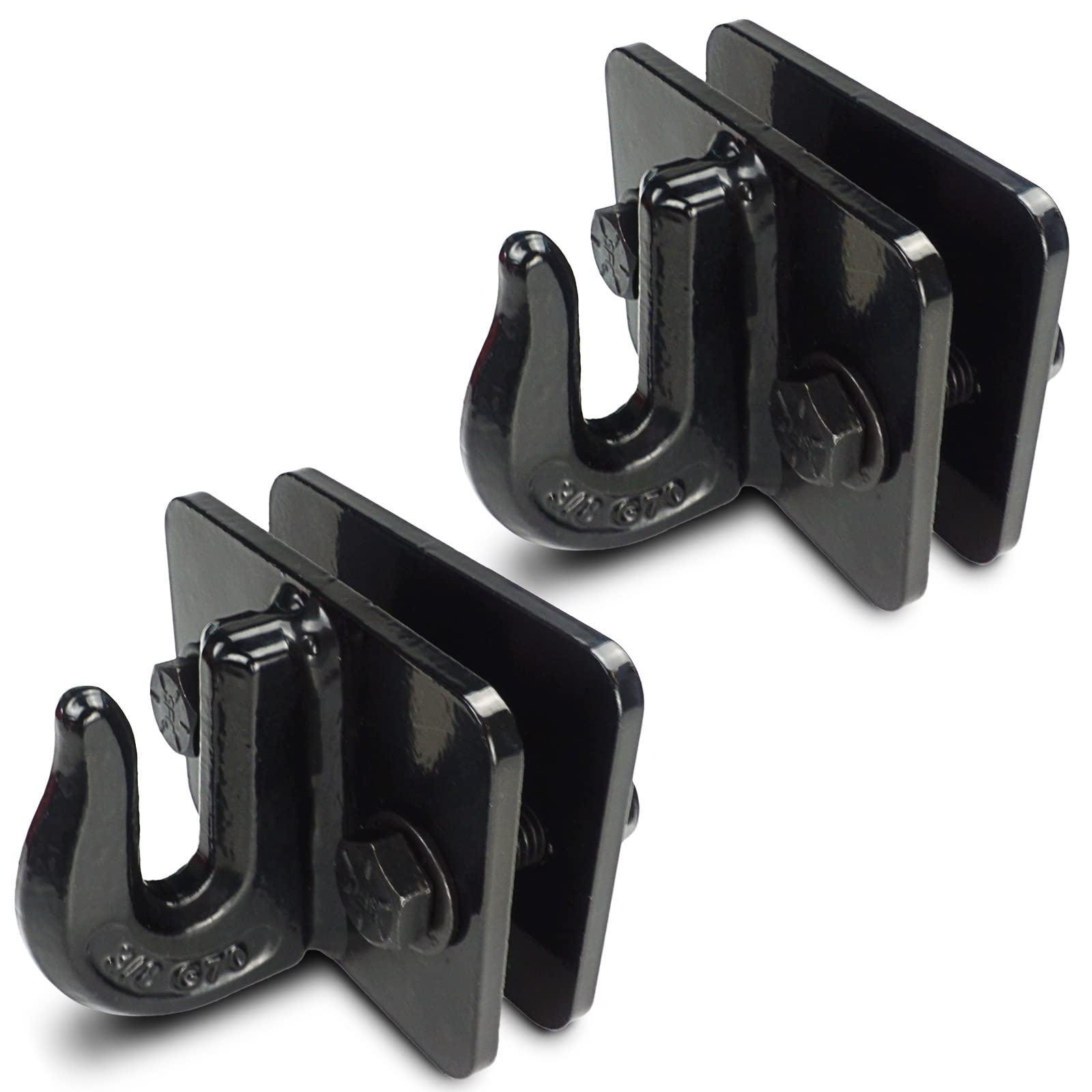 AYMMIC 3/8'' Grab Hooks, Forged Steel Bolts, 15,000lbs Break Strength, Loader & Tractor Bucket 2 Pack (Black)