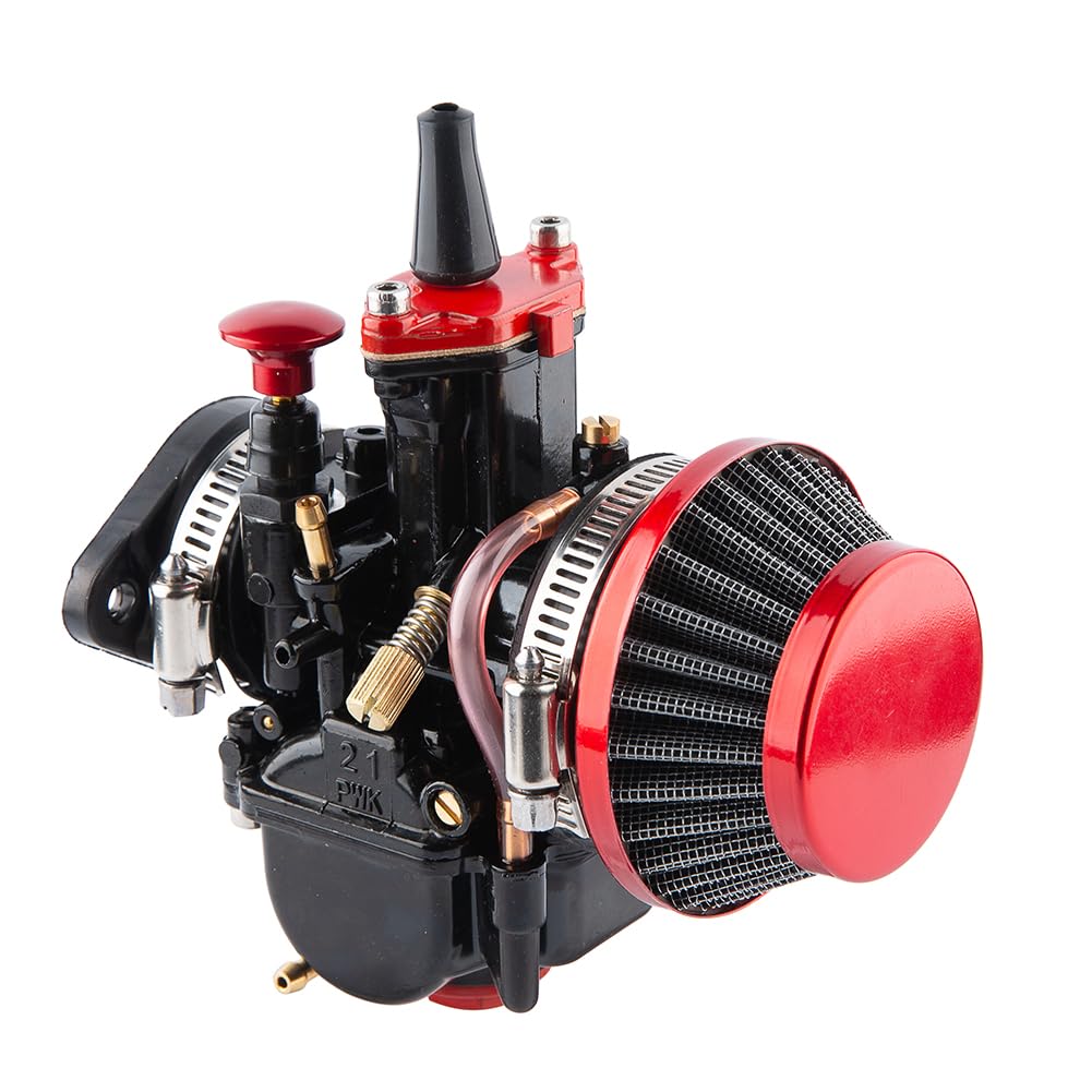 QXBER PWK Carburetor 21mm Racing Kit for 50cc-100cc 2T/4T Dirt Bikes, Motorcycles, ATVs - Black