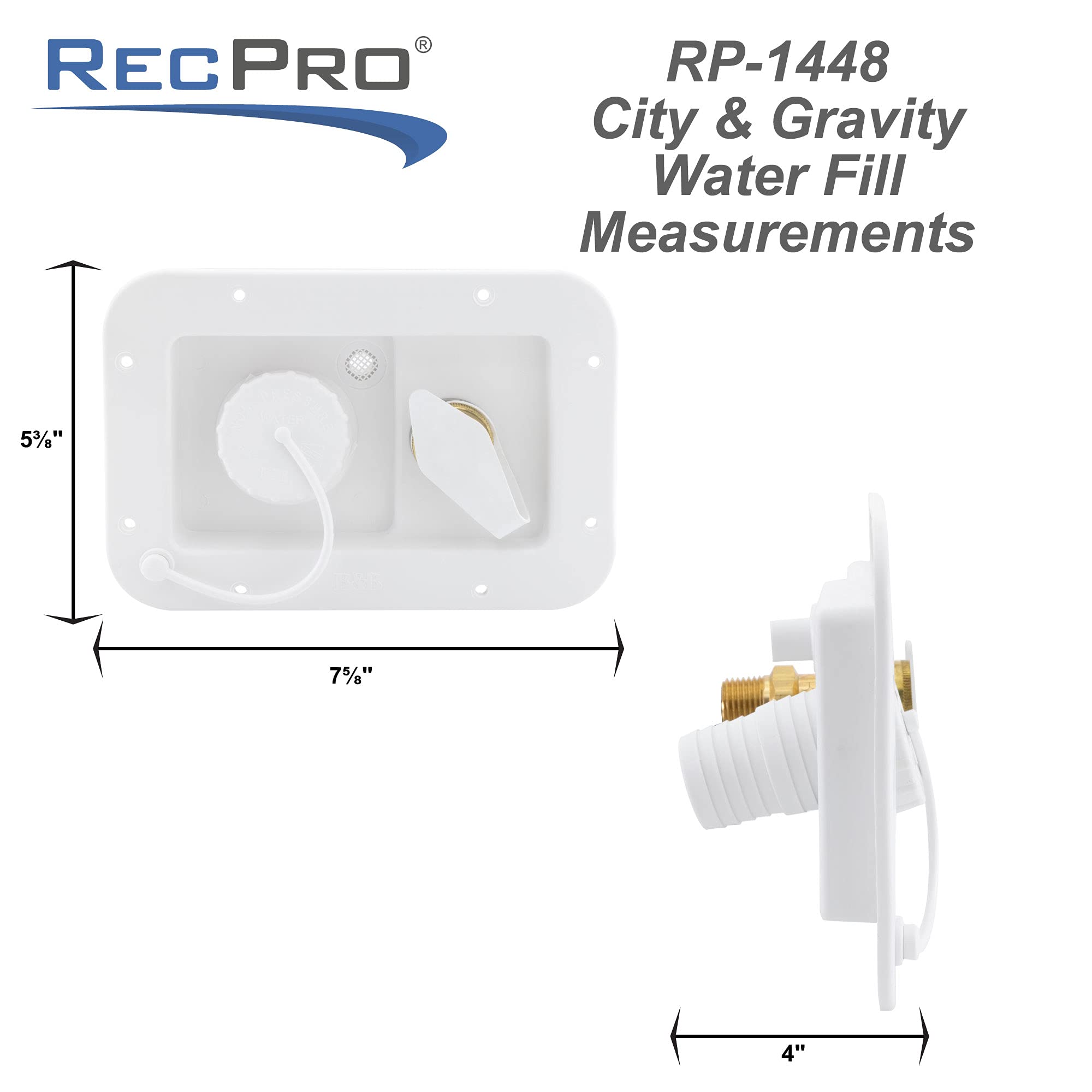 RecPro RV City Water Fill and Gravity Fill Hatch Combo | Black or White (Black) | Made in USA