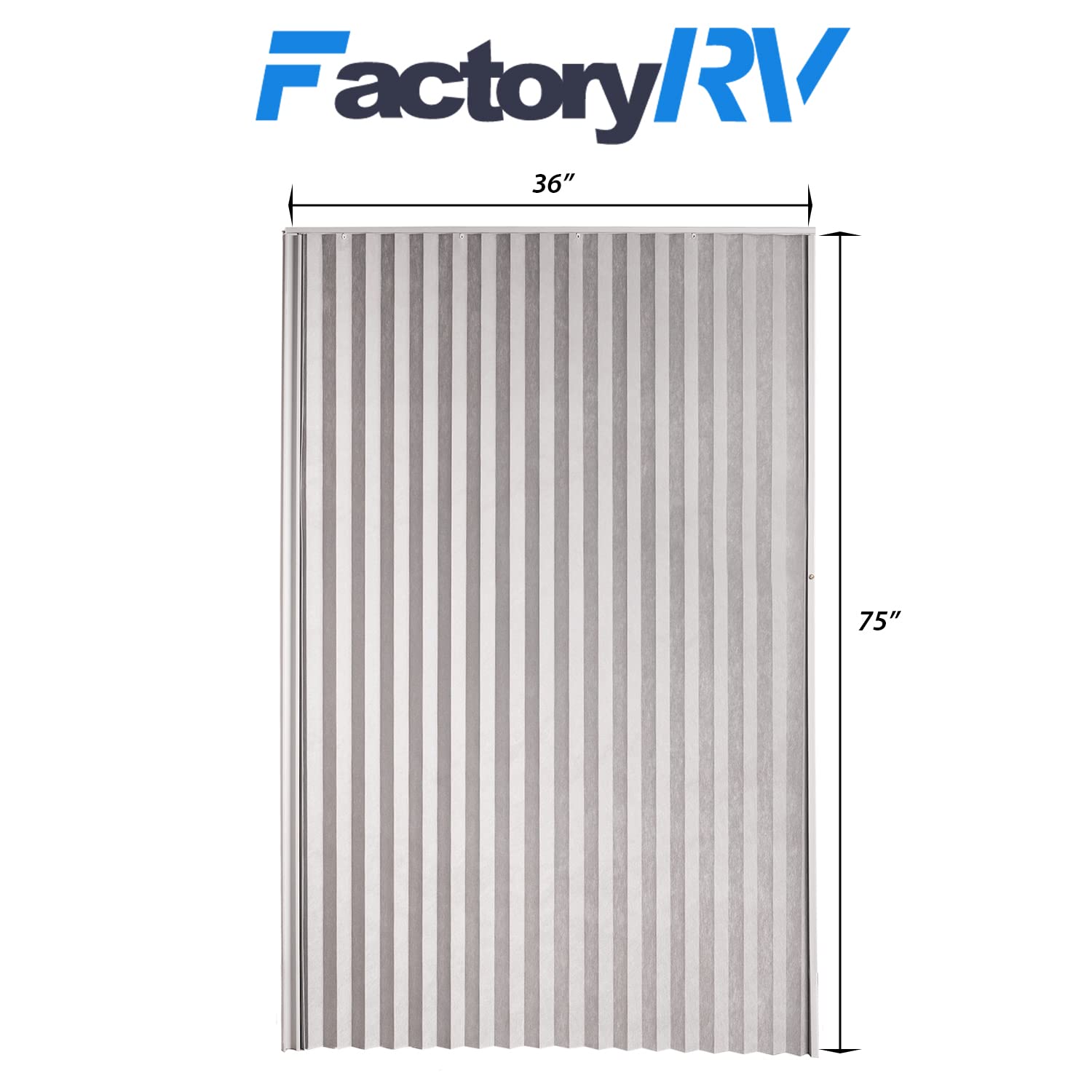 Camper Comfort RV Pleated Folding Door | RV Closet Door (36 W x 75 H, Gray)