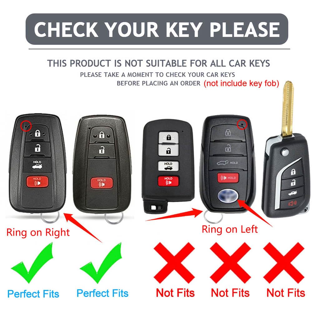Cacacar For Toyota Camry Rav4 Key Fob Cover,For Highlander Avalon Gt86 Key Fob Case Premium Soft Tpu 360 Degree Protector Holder