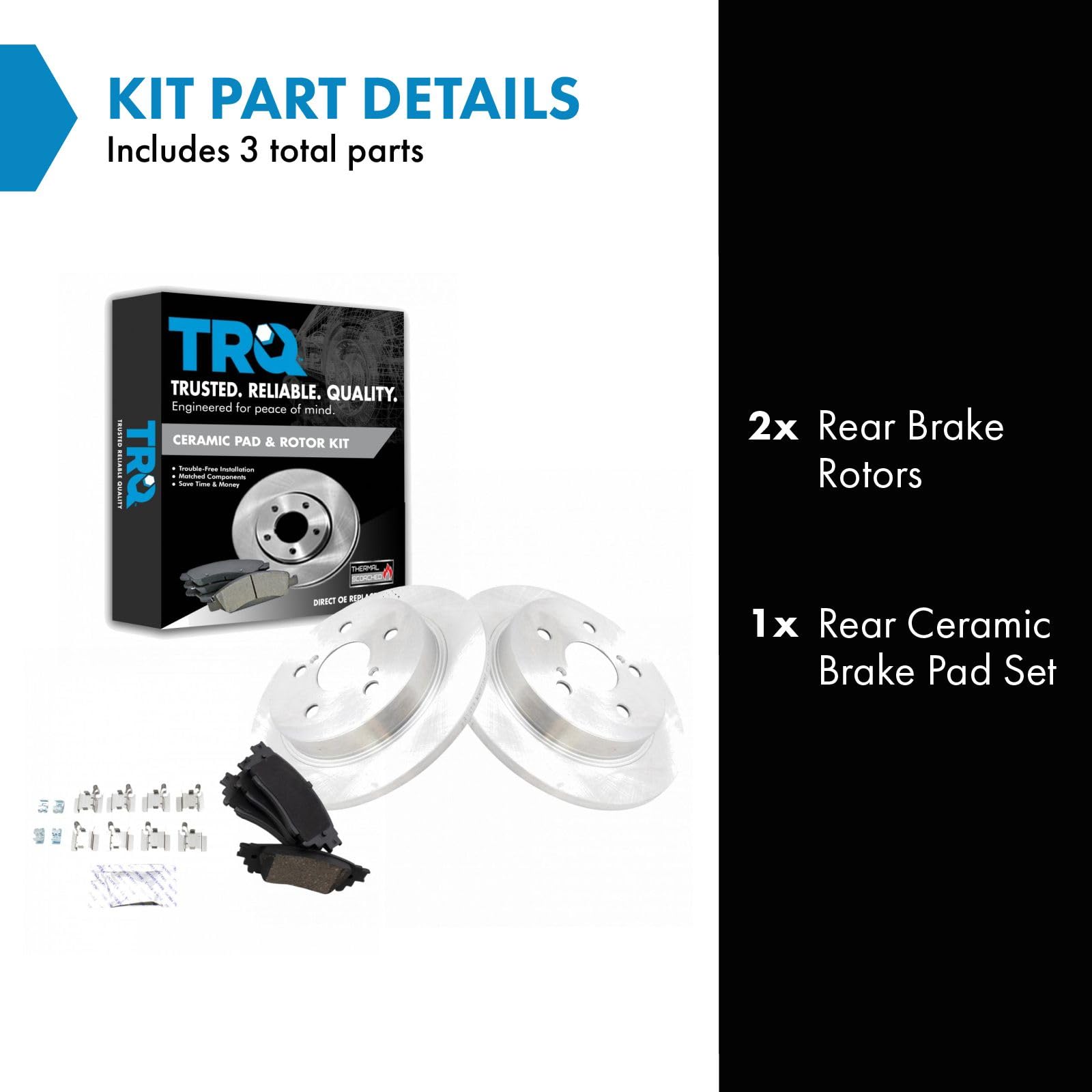 Trq Rear Brake Pad & Rotor Kit Brake Pads Brake Rotor Ceramic Compatible With 2015-2017 Lexus Nx200T 2018-2019 Nx300 2015-2019 N