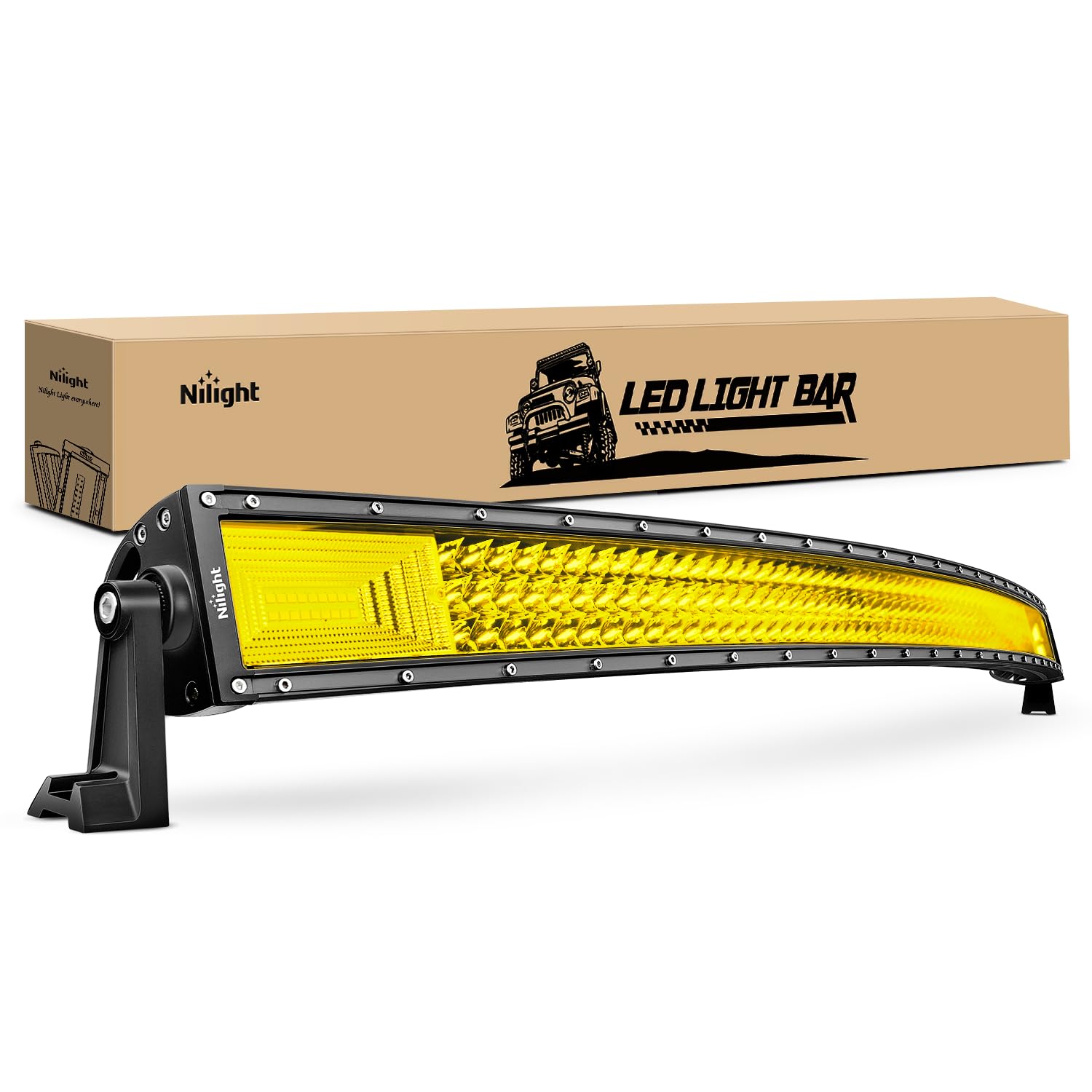 Nilight 52 Inch Led Light Bar 783 Led Chips Curved Triple Row Fog Light Yellow Beam Spot Flood Combo High Power Led Driving Ligh