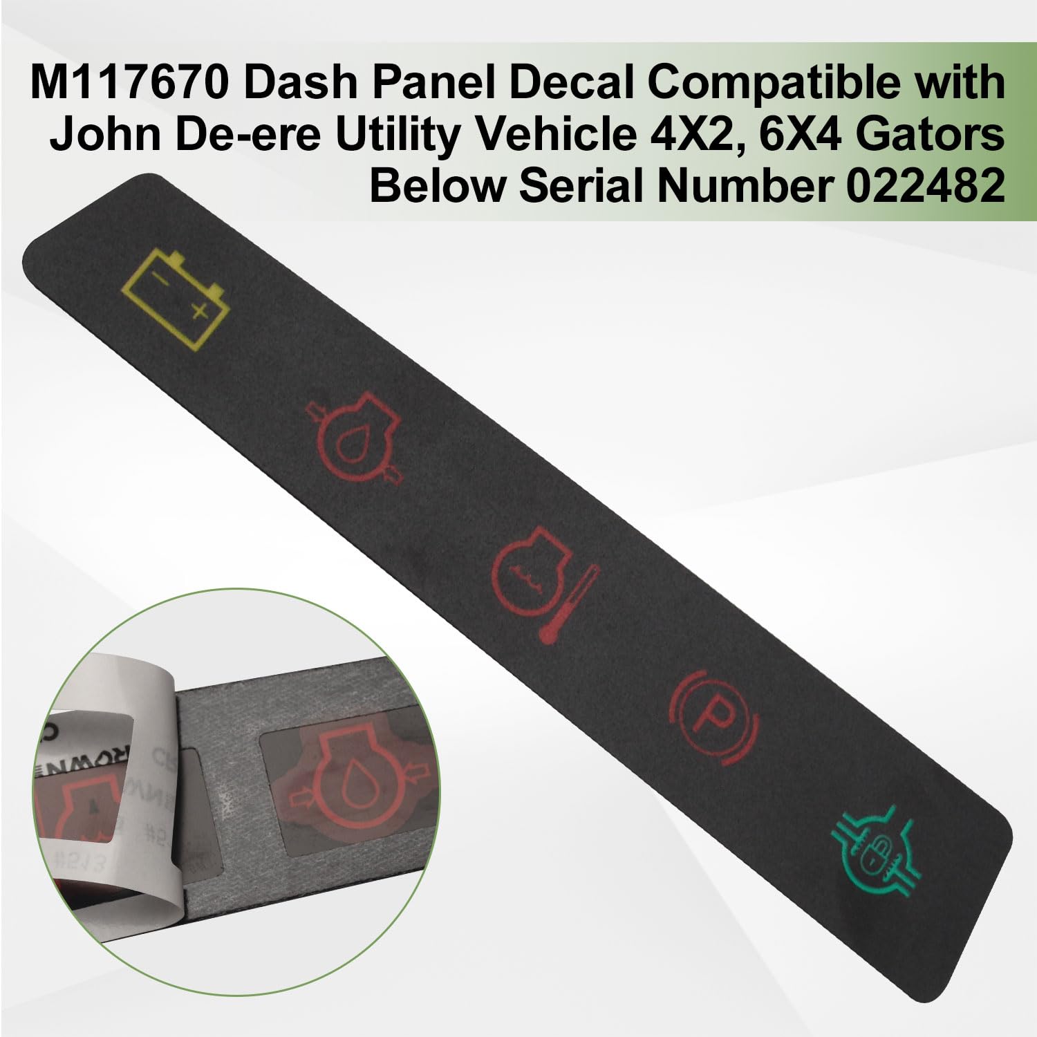 LIZEWEI Dash Panel Decal for John Deere Gators - Vinyl, Gray, Model TZ670-1, Compatible with 4X2, 6X4 Below Serial #022482