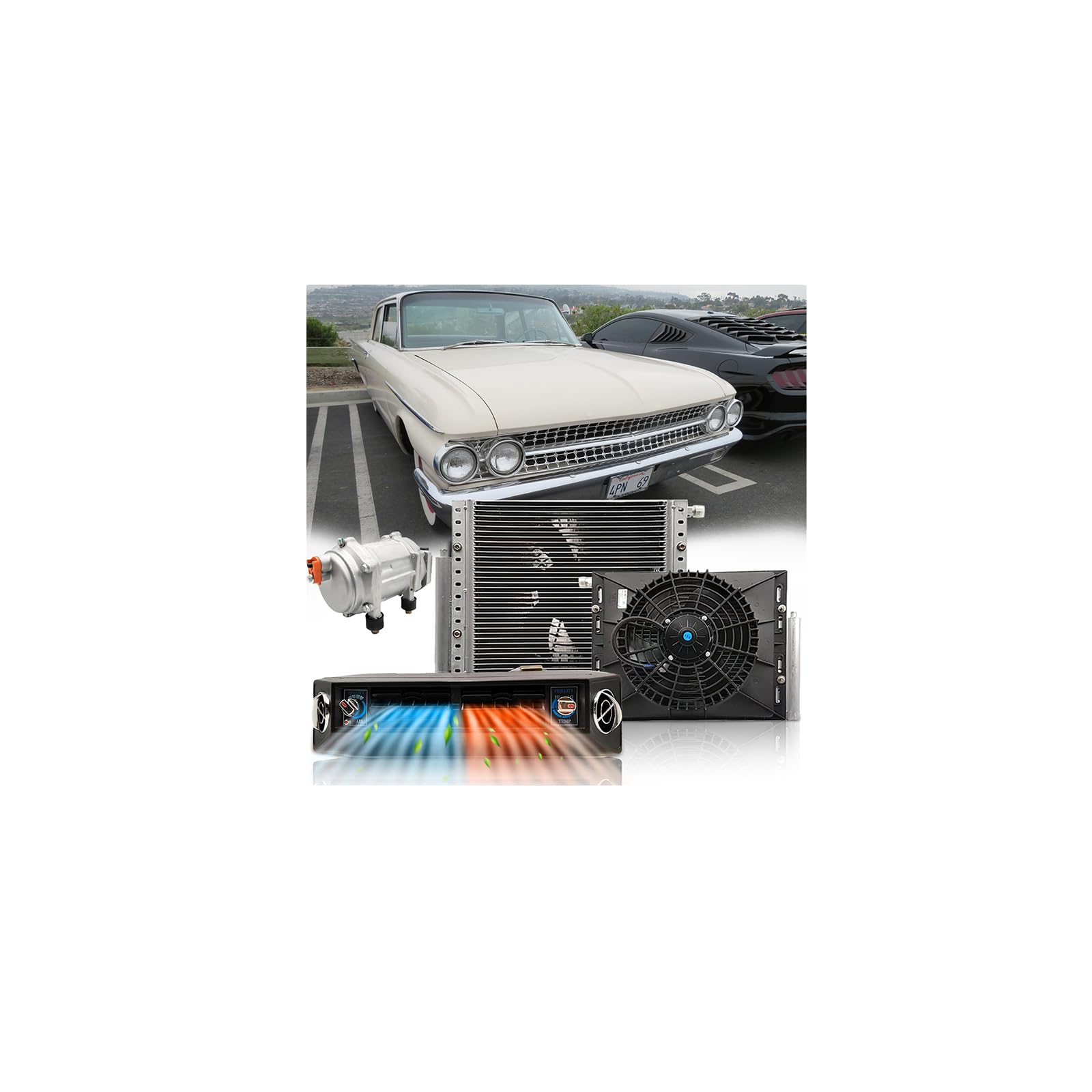 12V 12000 BTU Under Dash Air Conditioner with Heating, Universal 12 Volt A/C Kit System, Electric 12V DC Underdash AC Unit Quiet