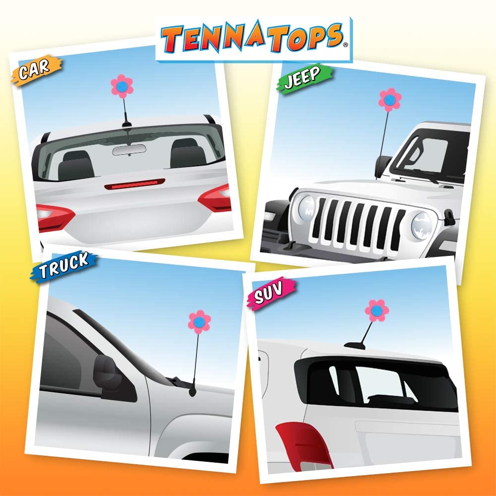 Tenna Tops Car Antenna Topper/Auto Mirror Hanger/Cute Dashboard Accessory (Pink Daisy Flower)