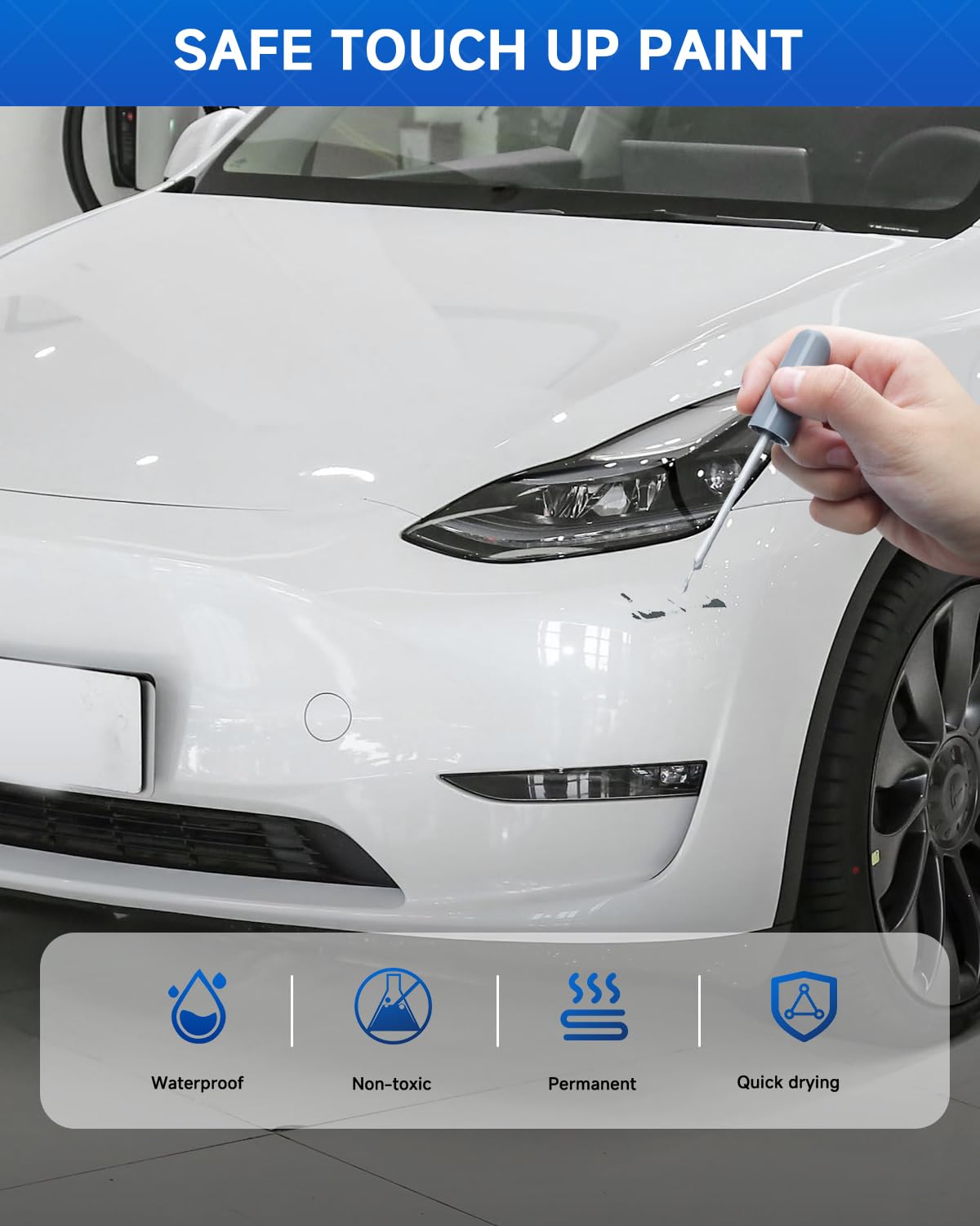 Teslaunch Lunar Silver(NEU-296E) Touch Up Paint for Tesla Model 3/Y/S/X - OEM Original Touch Up Paint Pen for Scratches Repair (