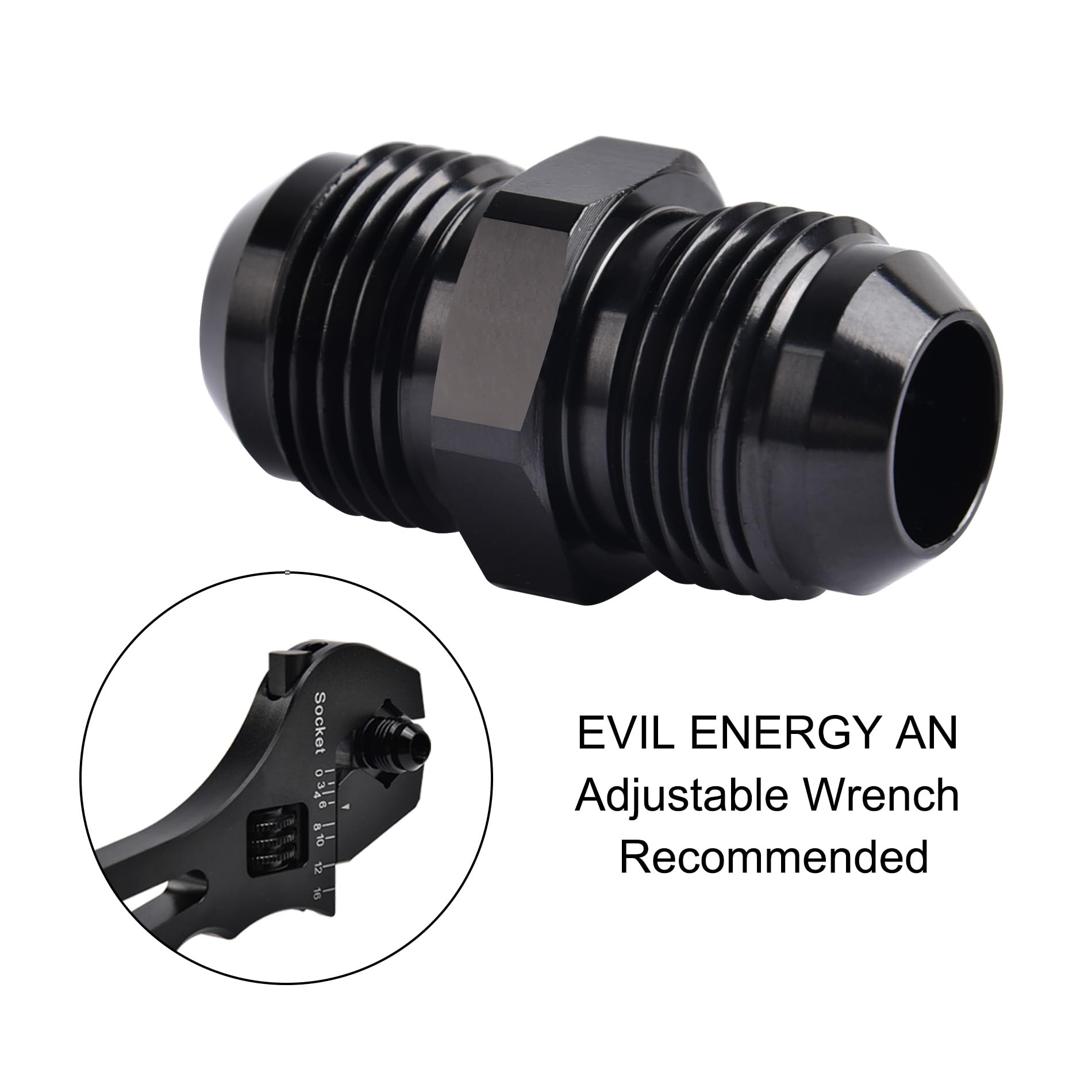 EVIL ENERGY 10AN Male to Male Flare Coupler Union Straight Fuel Hose Adapter Fitting Black