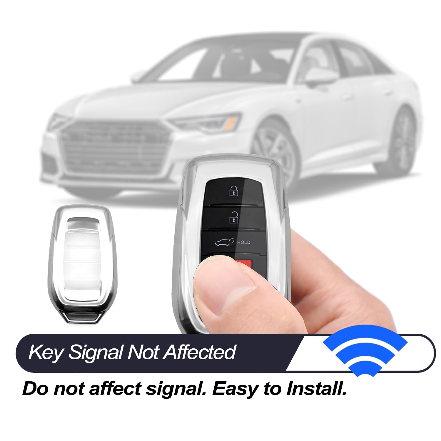 Mechcos Compatible With 2022 2021 2020 Toyota Land Cruiser Sienna Venza Rav4 Prime Mirai Silver Tpu Key Fob Cover Case Remote Ho