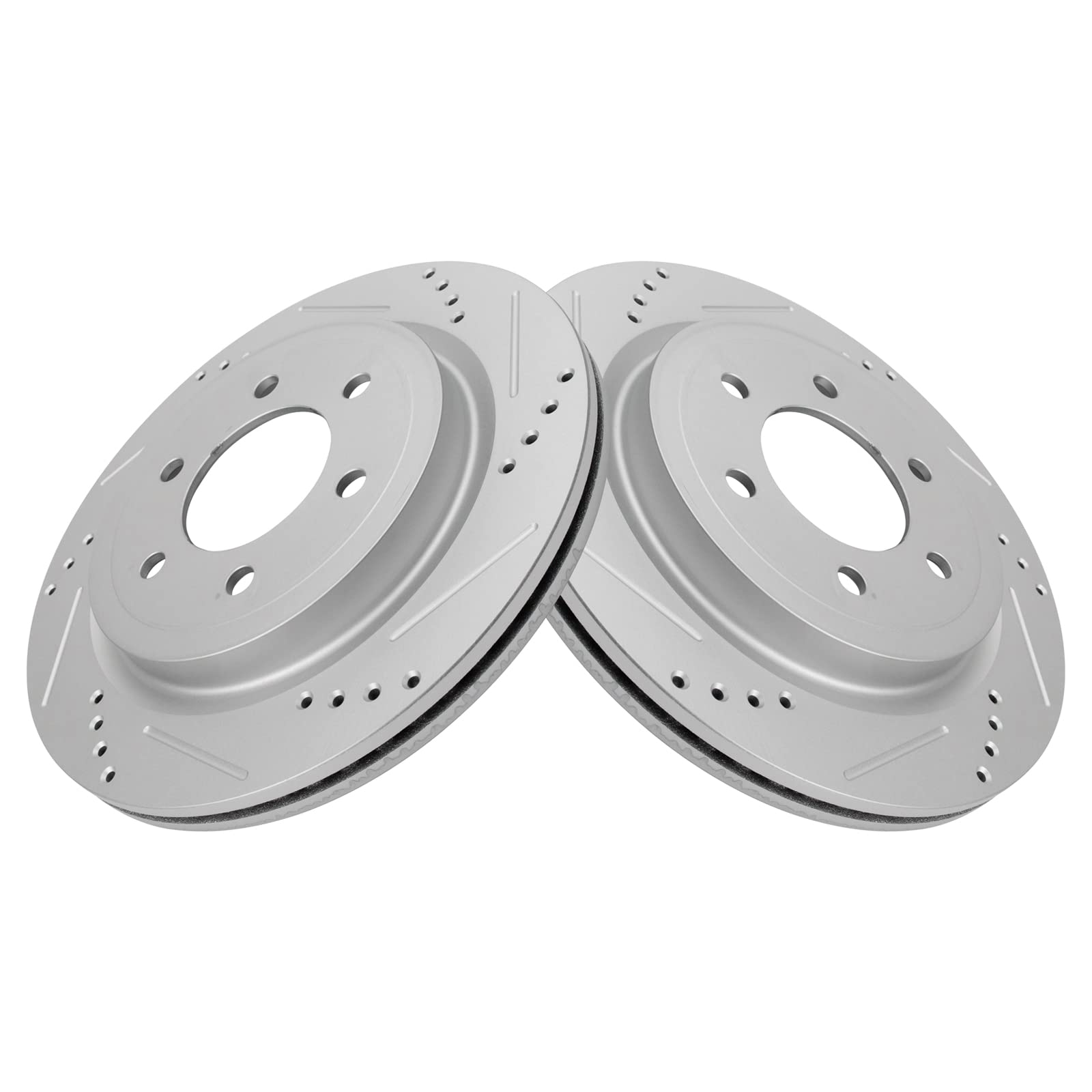 Trq Rear Performance Brake Rotors Set Premium G-Coated Cross Drilled & Slotted Compatible With 2018-2021 Ford Expedition 2018-20