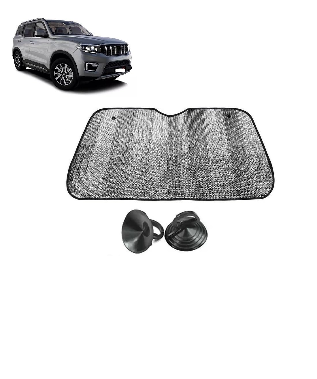 Car Windshield Sun Shade UV Rays Protector Silver Sunshade Solar Reflective suitable for Mahindra Scorpio N