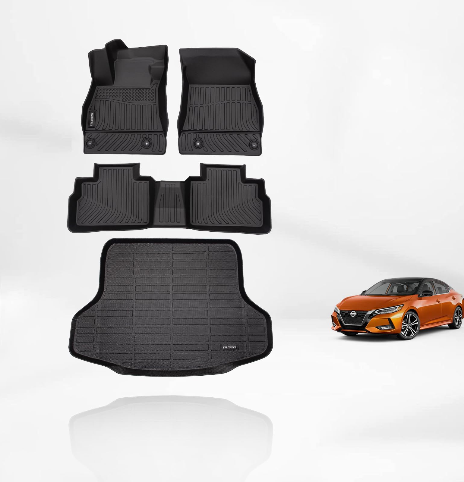 KELCSEECS Floor Mats & Cargo Liner Custom for 2025 2024 2023 2022 2021 2020 Nissan Sentra All Weather Floor Liners Car Mats Carg