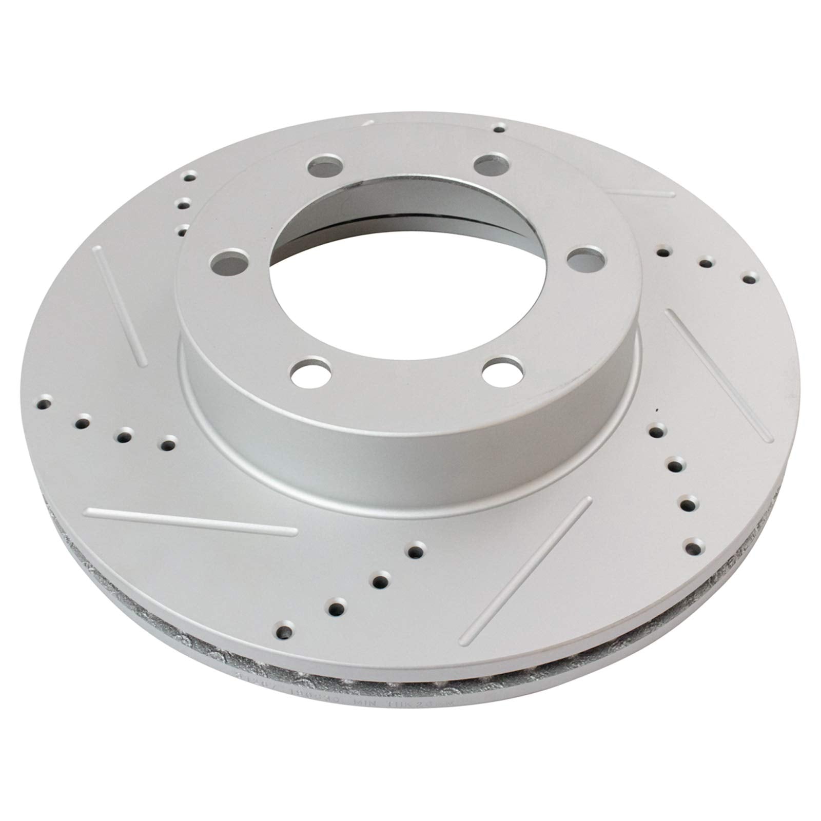 Trq Front Performance Brake Rotors Set Premium G-Coated Cross Drilled & Slotted Compatible With 2001-2007 Toyota Sequoia 2000-20