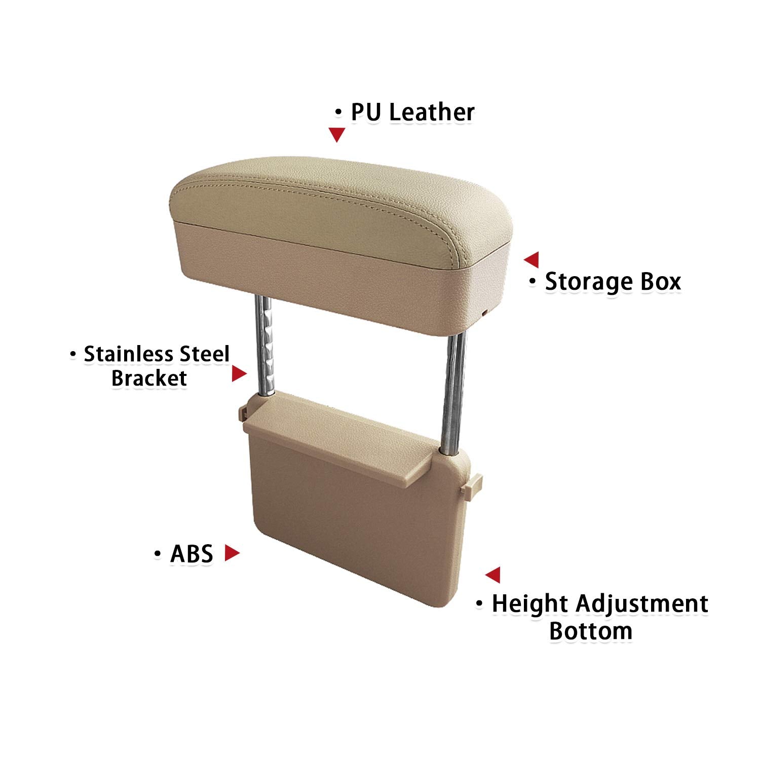 SKTU Auto Car Armrest Extender - Adjustable Comfort Pad, Universal Fit, Beige, Model BSTCTYFSX