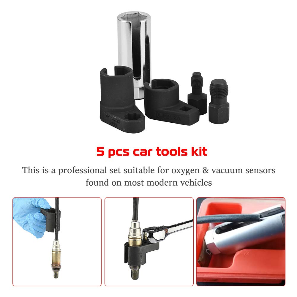 Gohawkteq Automotive Oxygen Sensor Socket Removal Tool Wrench And Thread Chaser Set 5Pcs