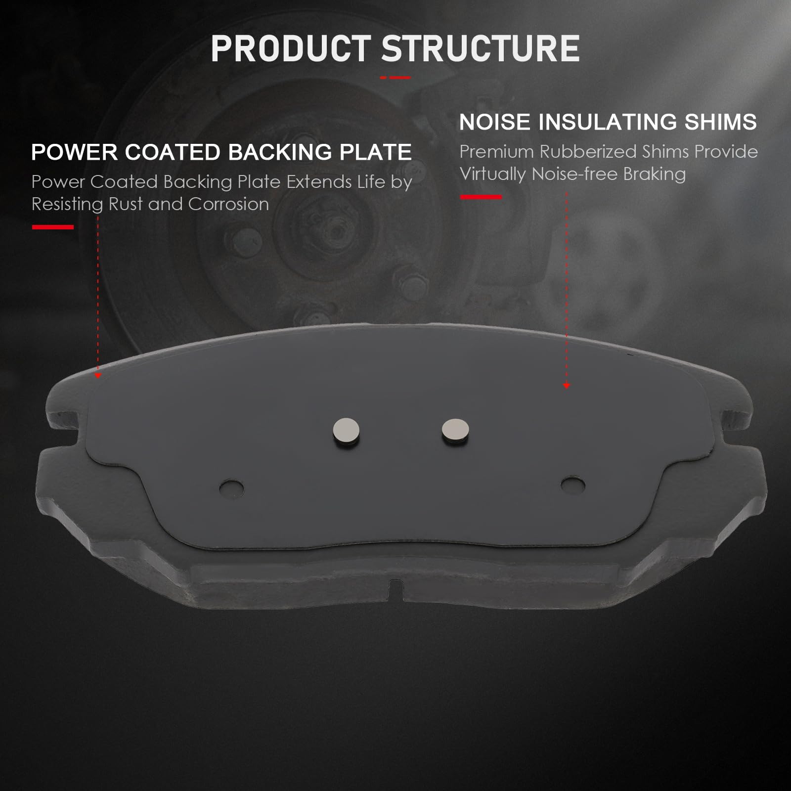 Cciyu D1125 Front Ceramic Brake Pads Kits 4Pcs Fit For Buick Allure,Cascada,Lacrosse,Regal,For Cadillac Elr,For Chevy Equinox,Im