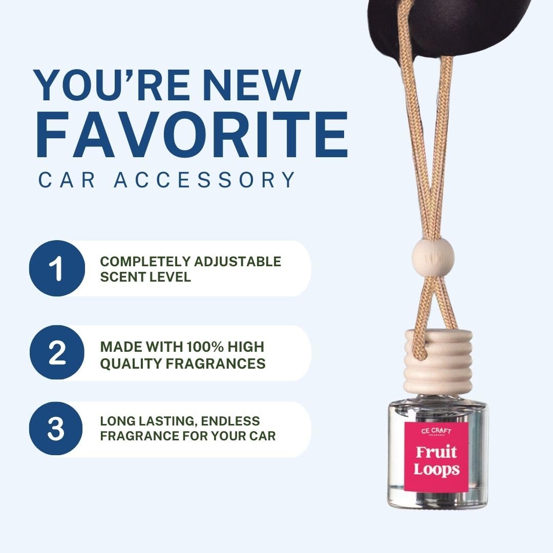Ce Craft Car Air Freshener Diffuser, Fruit Loops, 2 Pack Air Deodorizer For Essential Oils, Long Lasting Car Diffuser Bottle, Re