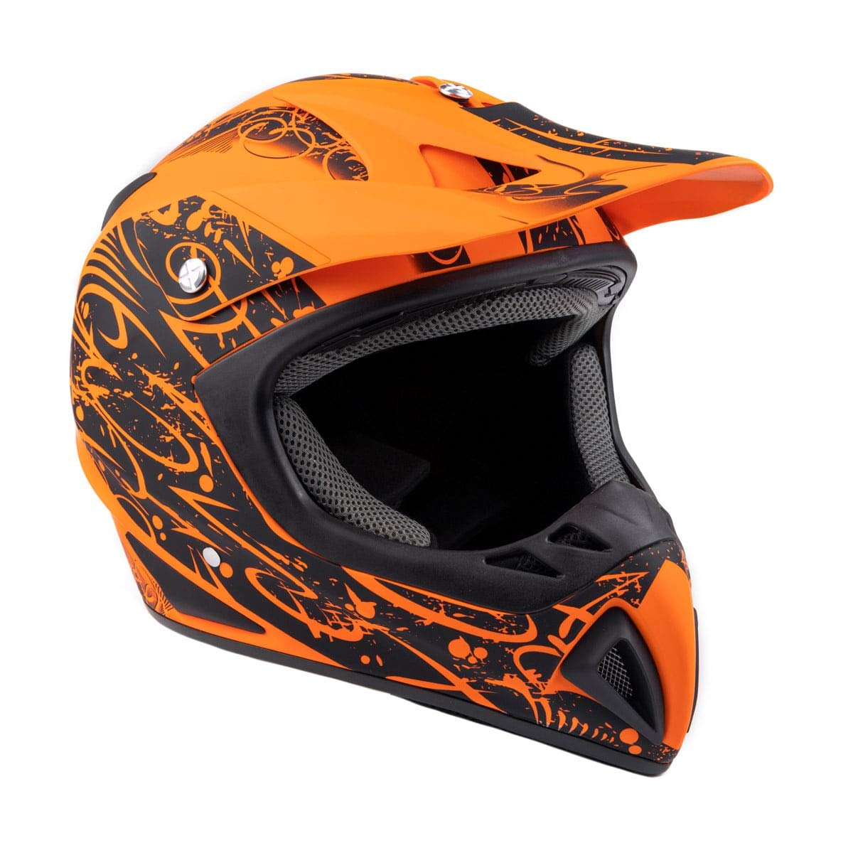Typhoon Adult Atv Mx Helmet Goggles Gloves Gear Combo Matte Orange W/ Orange ( Medium )