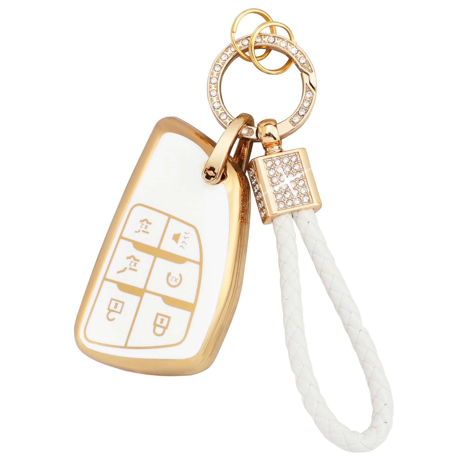 Pifoog Key Fob Cover For Chevy Chevrolet Gmc Yukon Tahoe Suburban 1500 2021-2023 Accessories 6 Buttons Car Key Case Shell Keycha