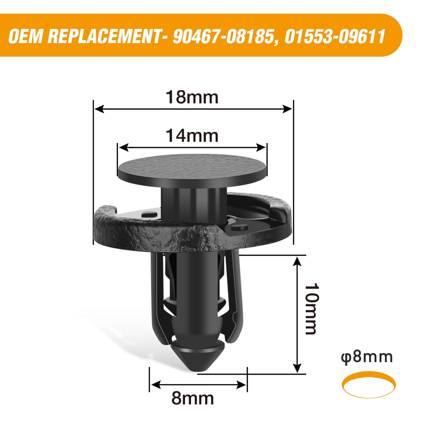 Gooacc 25Pcs Push-Type Bumper Clips Compatible For Toyota & Lexus 90467-08185 And Nissan Maxima 01553-09611