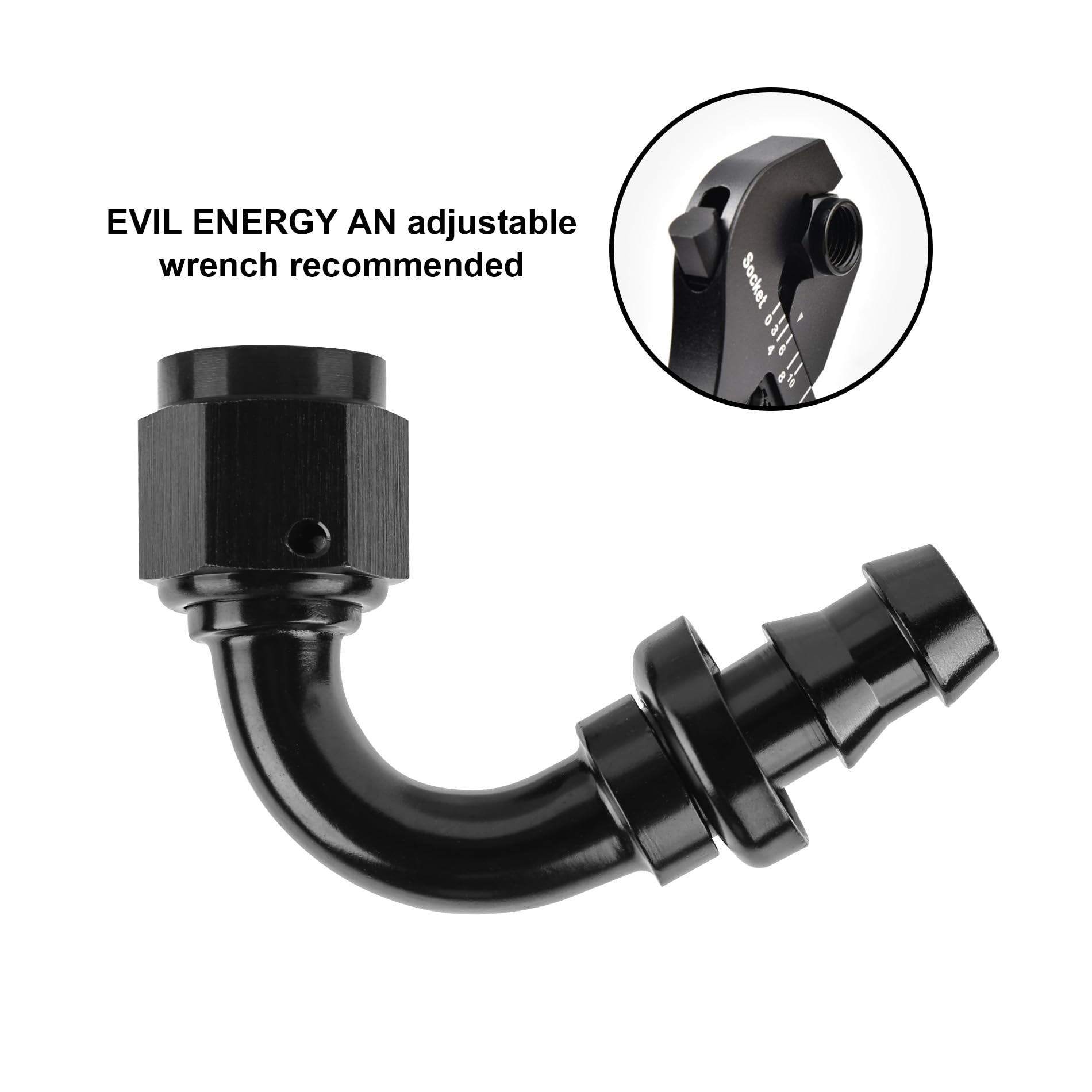 Evil Energy 12An 120 Degree Push Lock Hose Fitting End Black