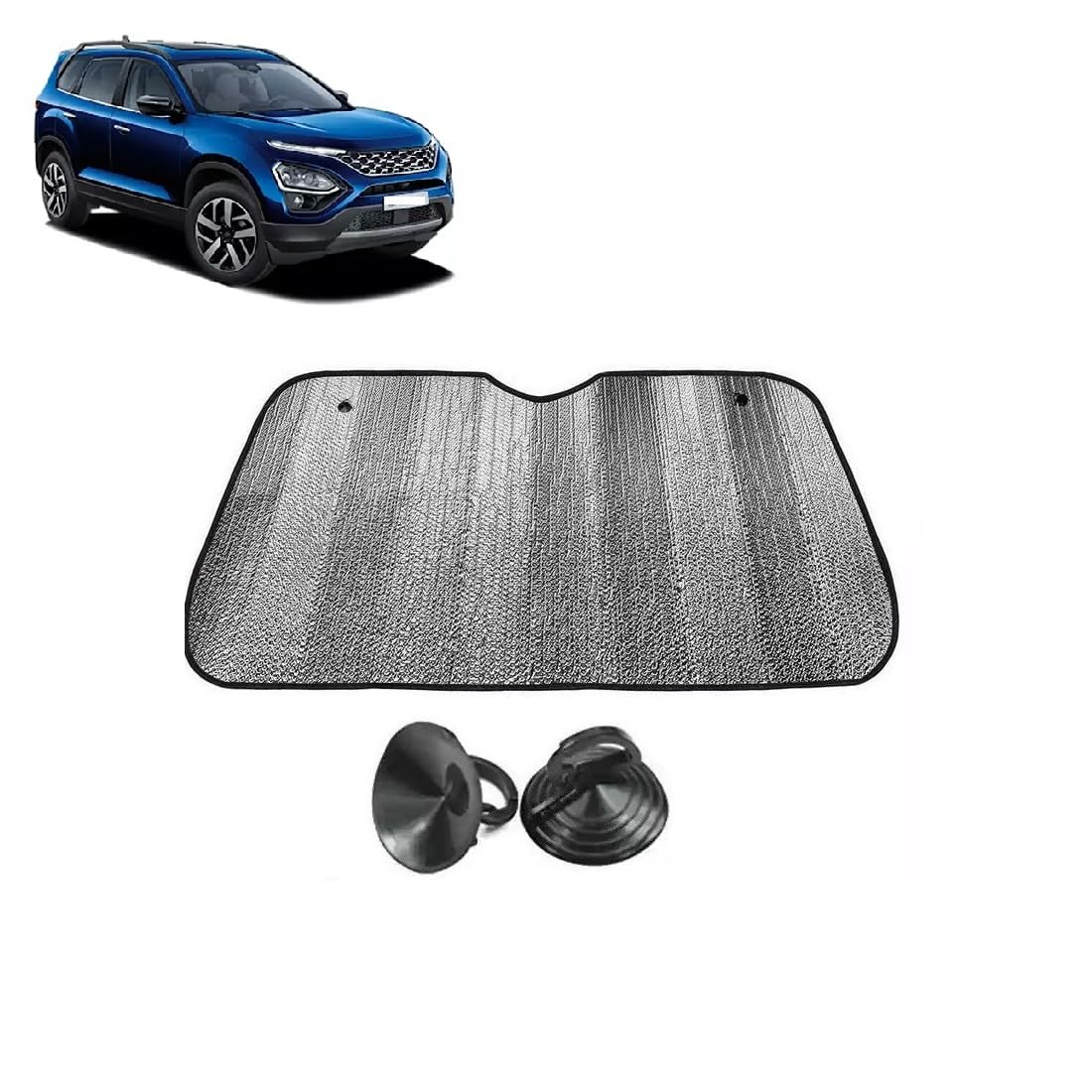 Car Windshield Sun Shade UV Rays Protector Silver Sunshade Solar Reflective suitable for Tata Safari