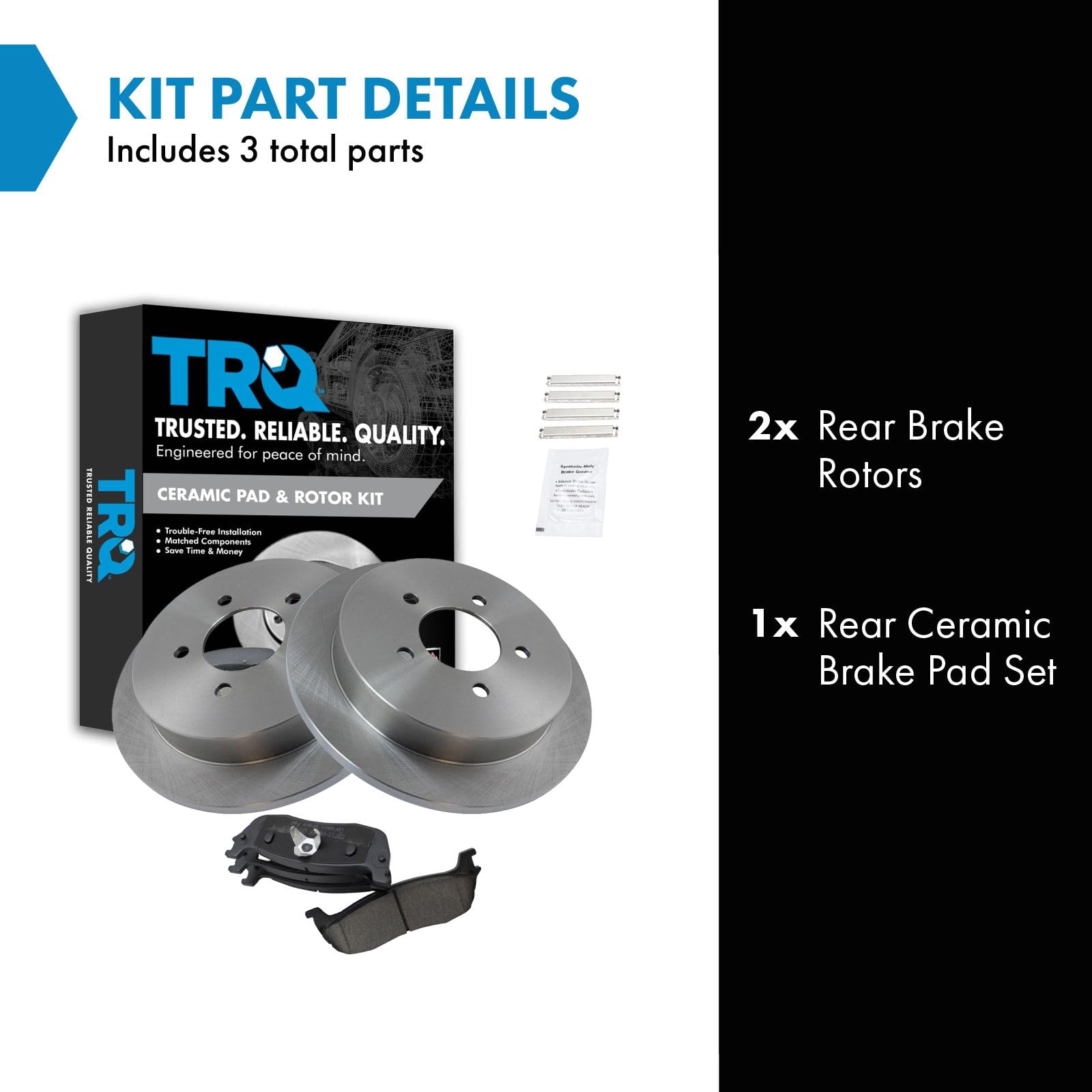 Trq Rear Brake Pad & Rotor Kit Brake Pads Brake Rotor Ceramic Compatible With 1997-2002 Ford Expedition 1997-2003 F-150 2004 F-1