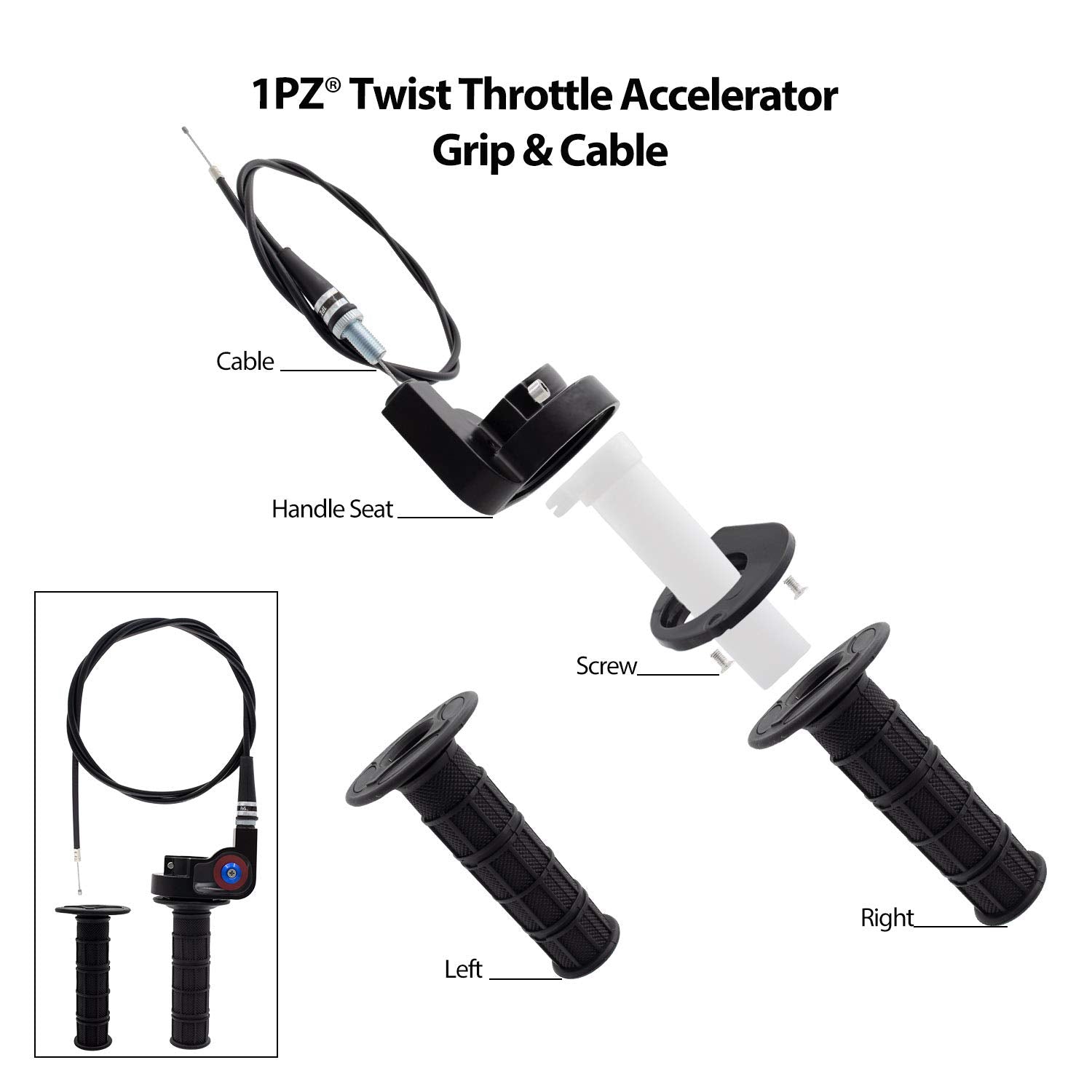 1Pz Gs1-T10 Heavy Duty 7/8' 22Mm Twist Throttle Grips Cable For Crf Klx Ttr 110 125 150 200 250 Cc Dirt Pit Bike