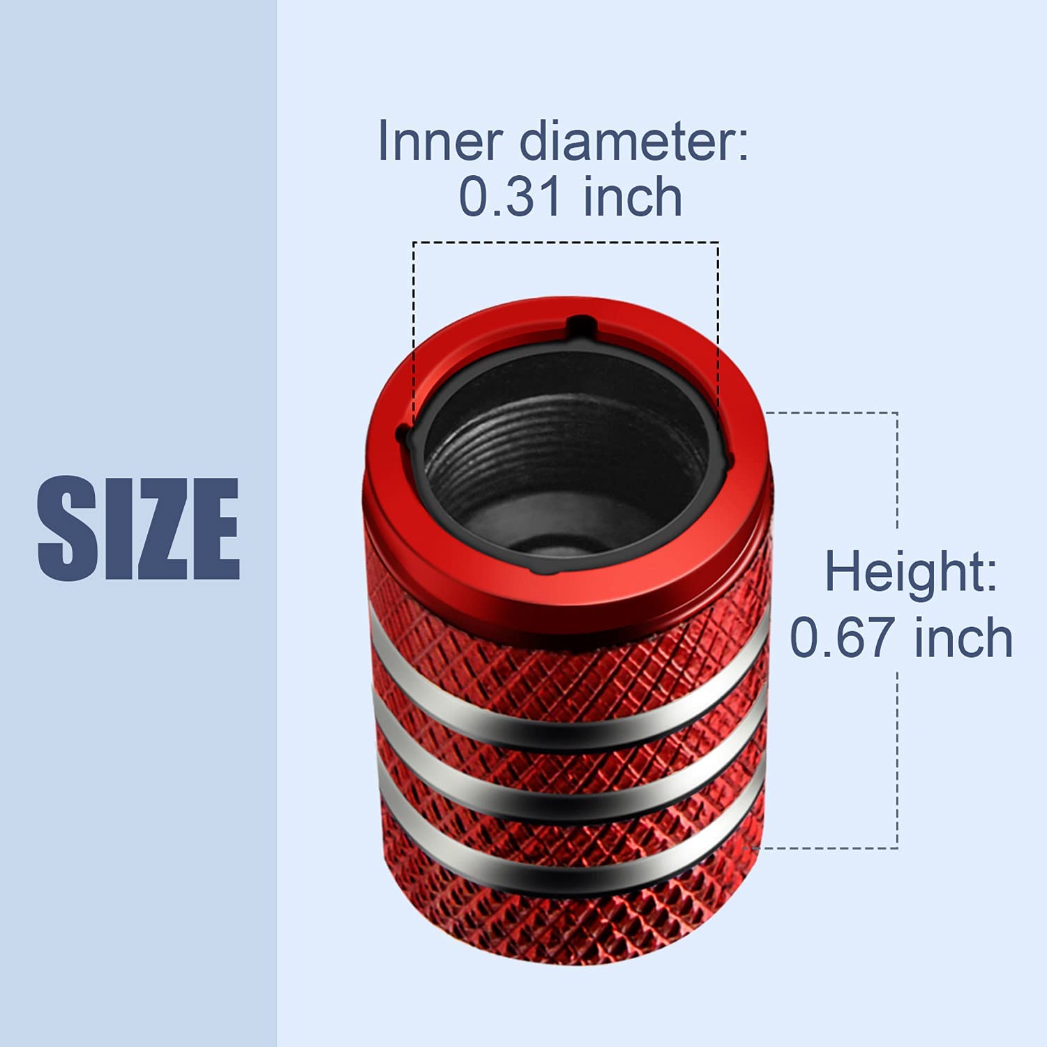 Tire Valve Stem Cap Cover - (5 Pack) Tire Air Cap Metal With Plastic Liner Corrosion Resistant Leak-Proof Rock And Roll For Car Truck Motorcycle Bike Red