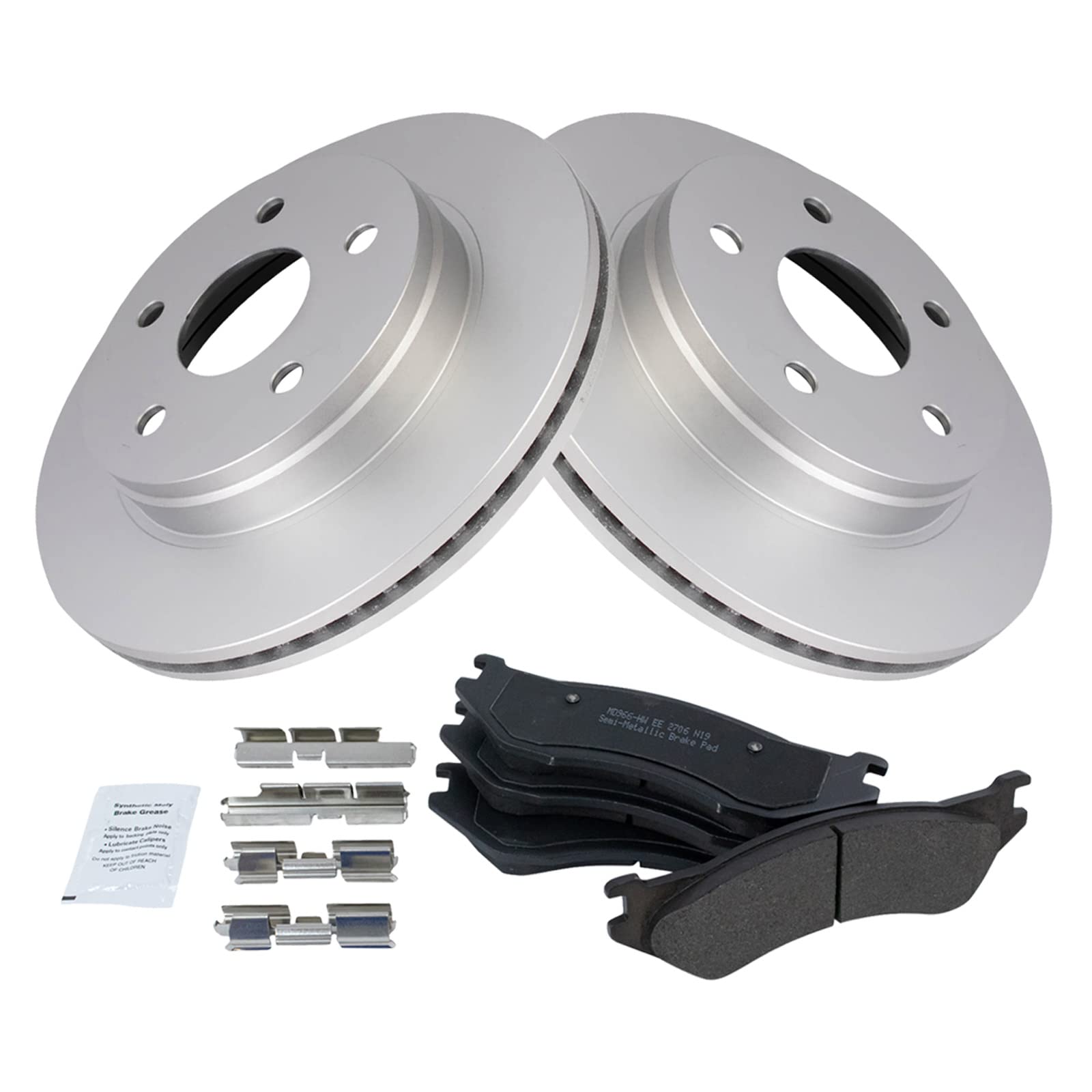 Trq Front Brake Pad & Rotor Kit Brake Pads Brake Rotor Semi-Metallic Premium G-Coated Compatible With 2004-2006 Dodge Durango 20
