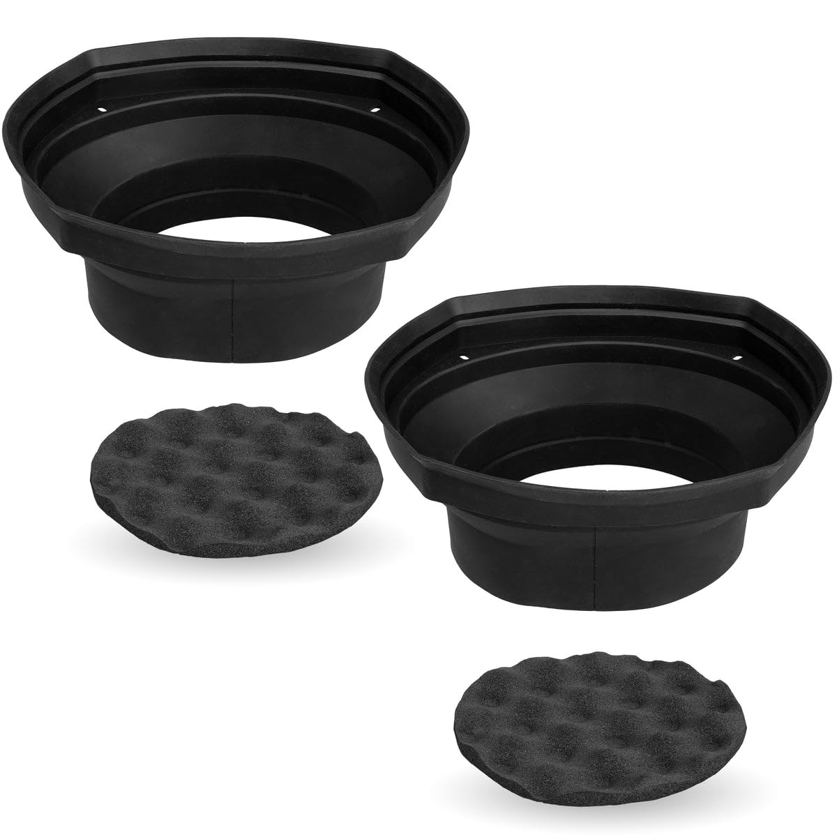 Nvx Xbaf68 2 Piece Universal 6'' X8    And 5''X7'' Silicone Rubber Speaker Baffles With Self Adhesive Foam Base Pad