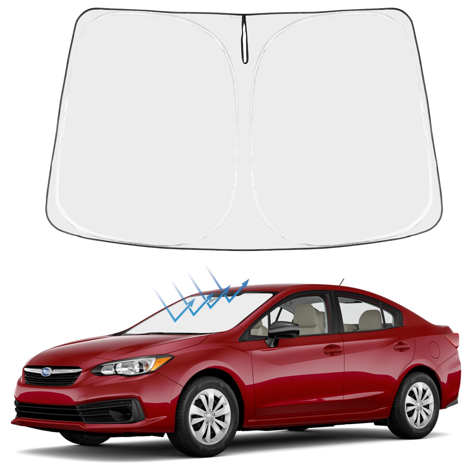 Proadsy Front Windshield Sunshade Foldable Shade Sun Visor Protector Custom Fit 2024-2015 Subaru Impreza Wrx Sedan, Base, Premiu