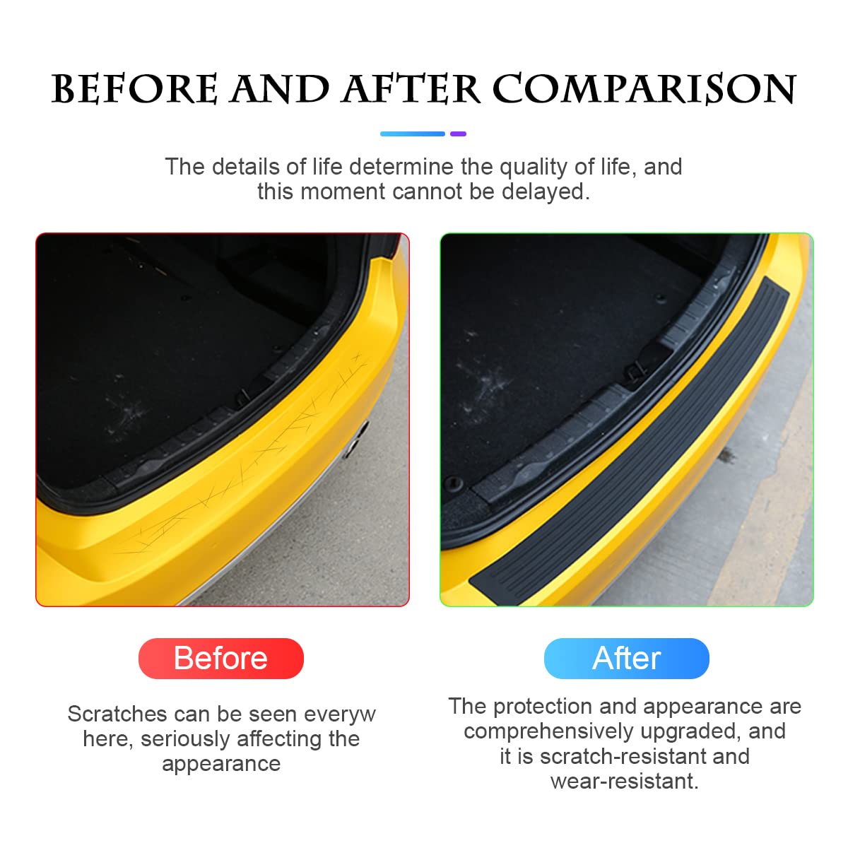 Car Rear Bumper Protector Guard, Universal Black Rubber Anti-Scratch Abrasion Resistant Trunk Door Entry Guards Accessory Trim Cover For Suv, Cars, Car Exterior Accessories (Black/40.9X3.5)