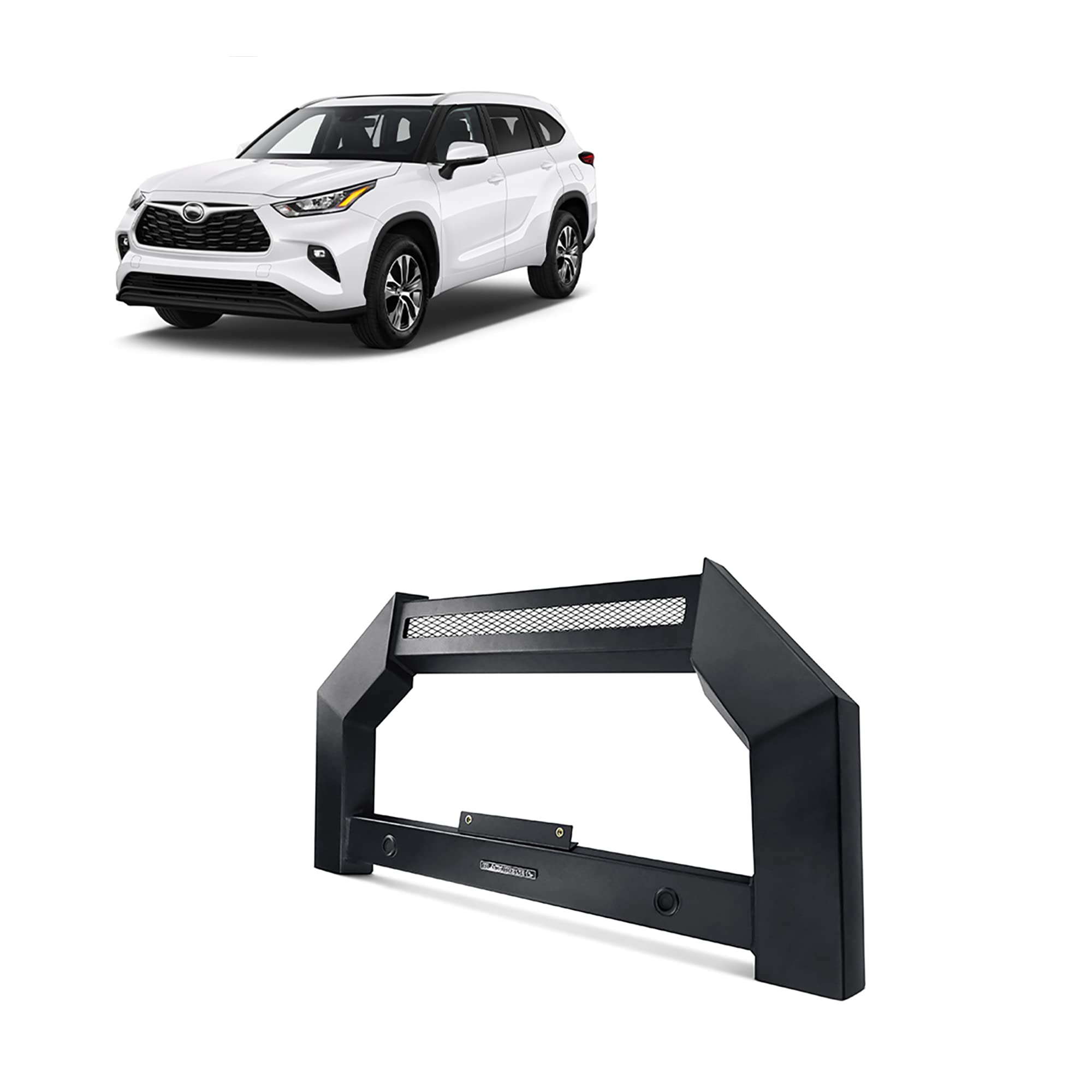 Black Horse Off Road Black Horse Armour Bull Bar No Skid Plate Matte Black Compatible With 2020-2023 Toyota Highlander-Ab-To54-Nl