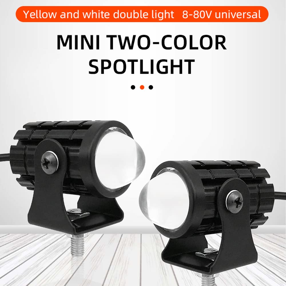 GOODKSSOP 2pcs 24W LED Spotlight Set, Waterproof Two-Color White Amber, Model LMLU2BKA2, for Motorcycle, Car, Truck, ATV, SUV