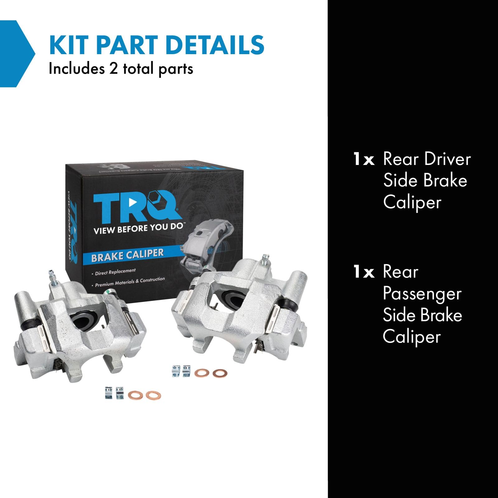 Trq Rear Brake Caliper Set Compatible With 2001-2003 Toyota Highlander