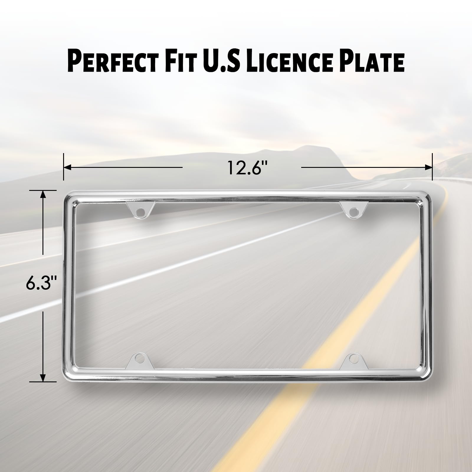 Hanwell Products Chrome License Plate Frames Made of Zinc Alloy Metal, Universal Car Accessories,2Pack Front & Rear License Plat
