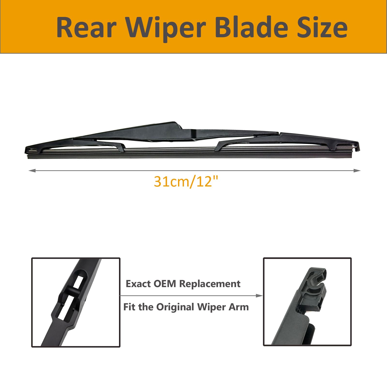 2 Pack Rear Wiper Blades For Hyundai Santa Fe 2013-2022 / Kia Sedona 2015-2021 / Kia Telluride 2020-2022 / Kia Sorento 2016-2020