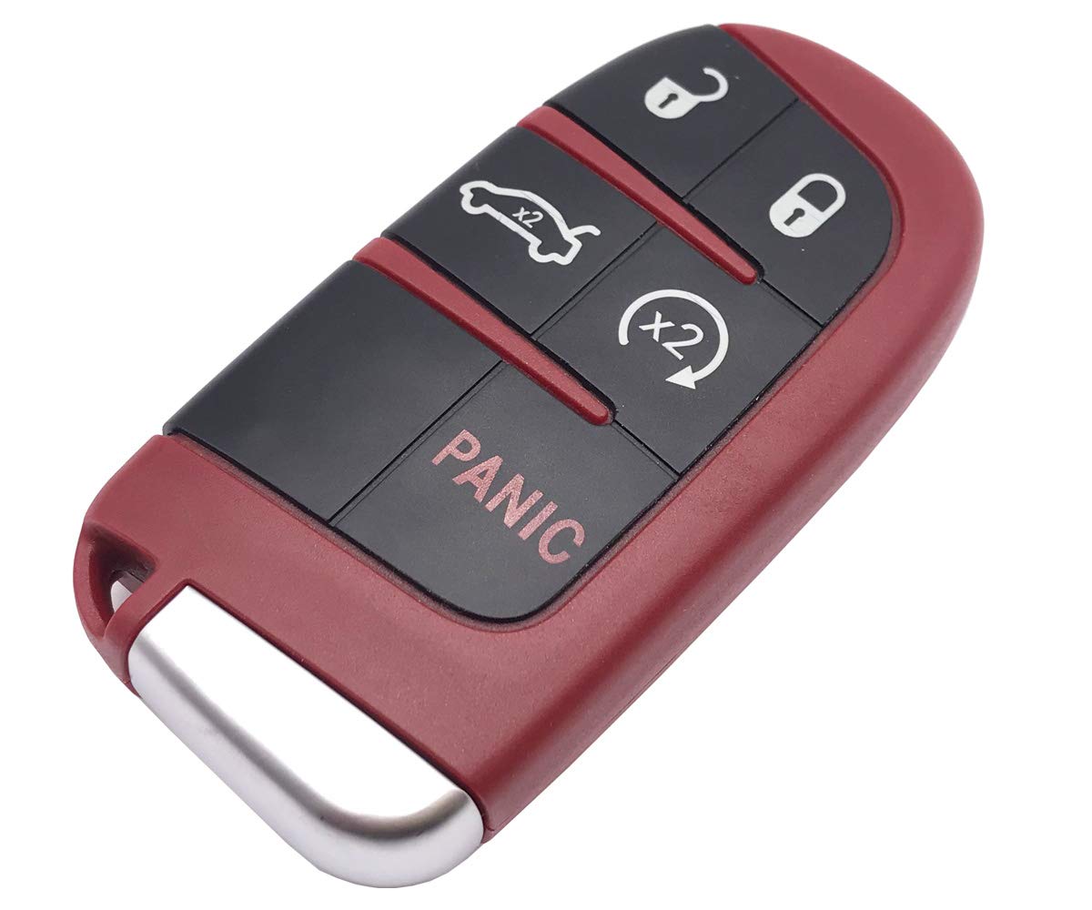 Horande Replacement Key Fob Cover Case for 2016-2020 Dodge Charger, Challenger, Jeep - Red, Model JUC001A